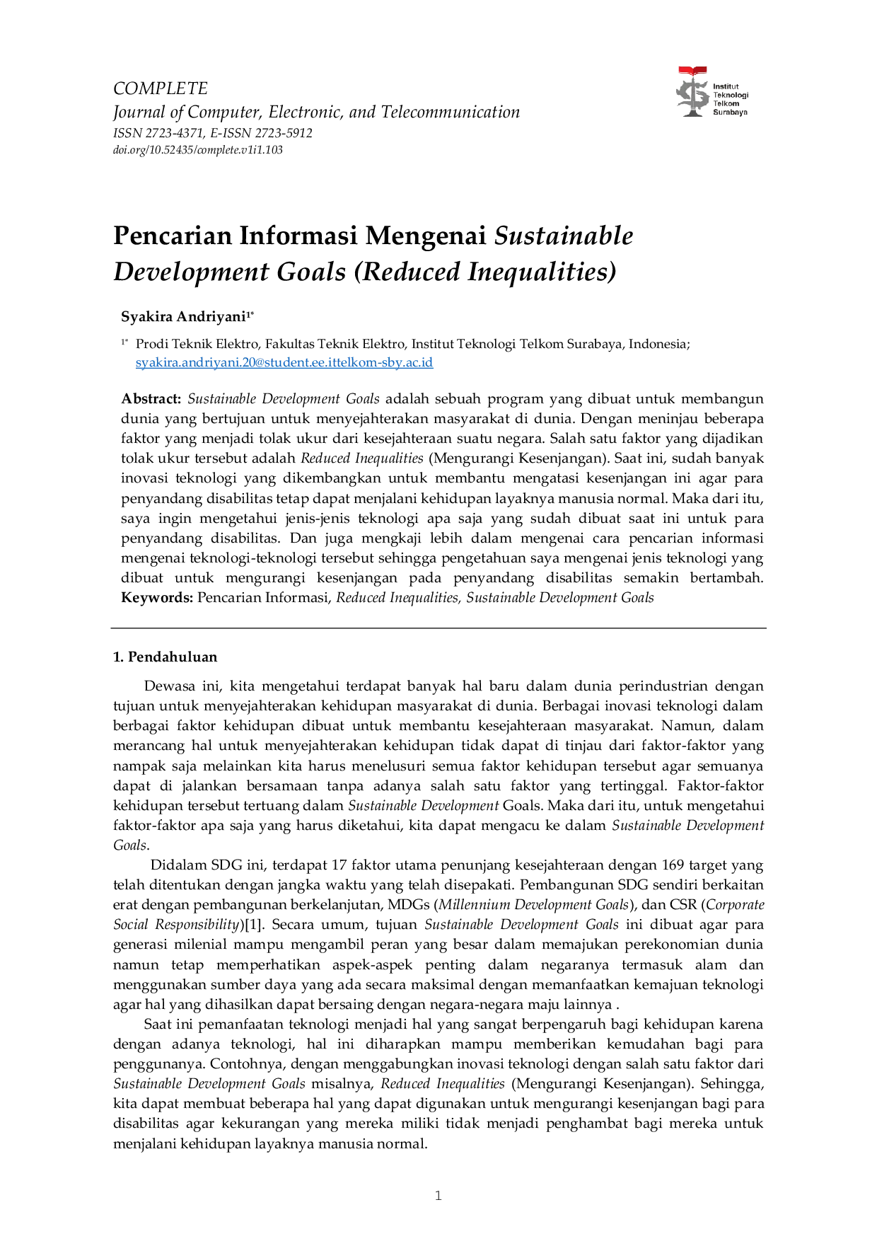 JURIS Pencarian Informasi Mengenai Sustainable Development Goals Reduced Inequalities