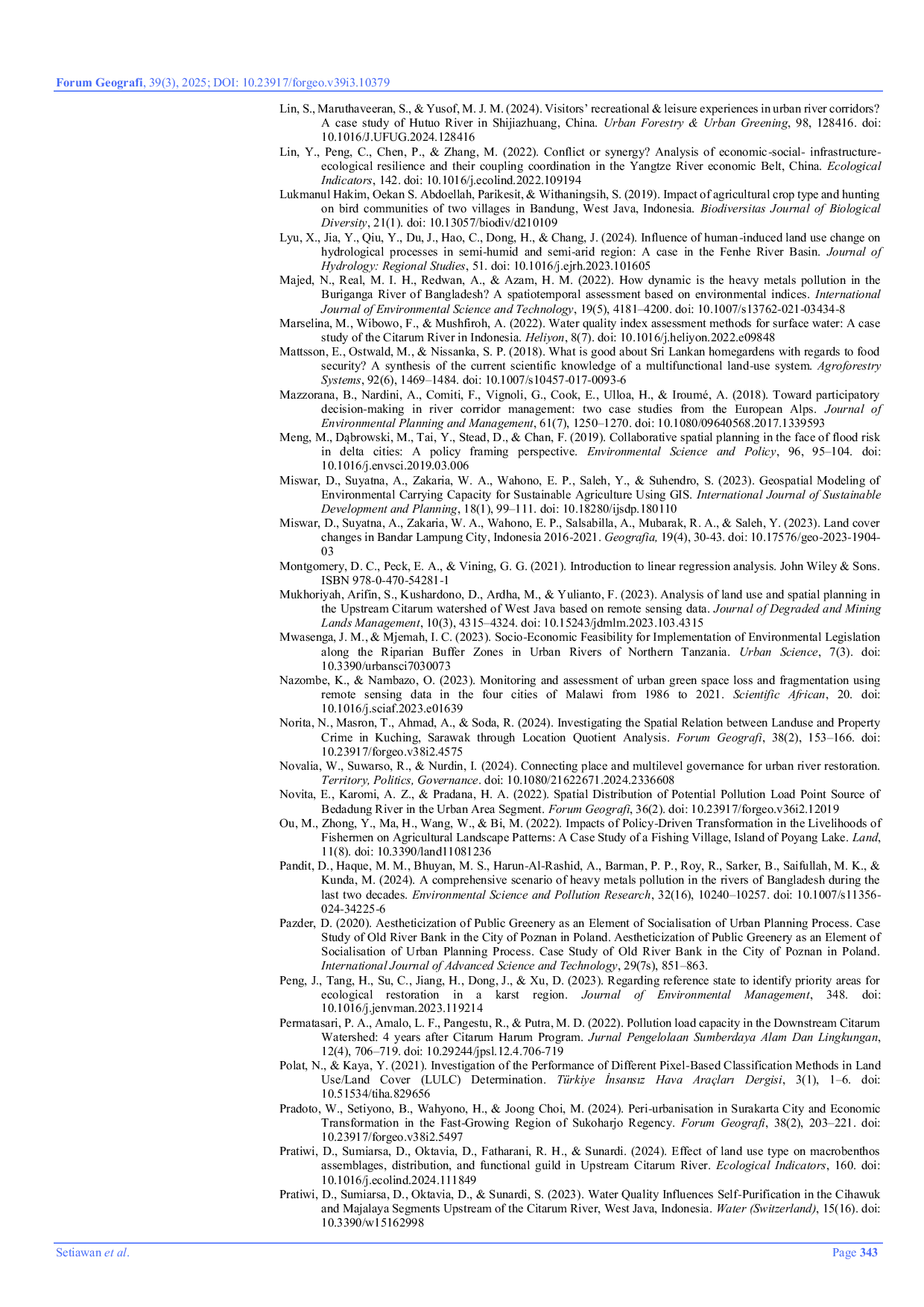 JURIS A Phenomenon of Disparity Between Regional Spatial Planning and Actual Land Use in the Citarum River Corridor Indonesia