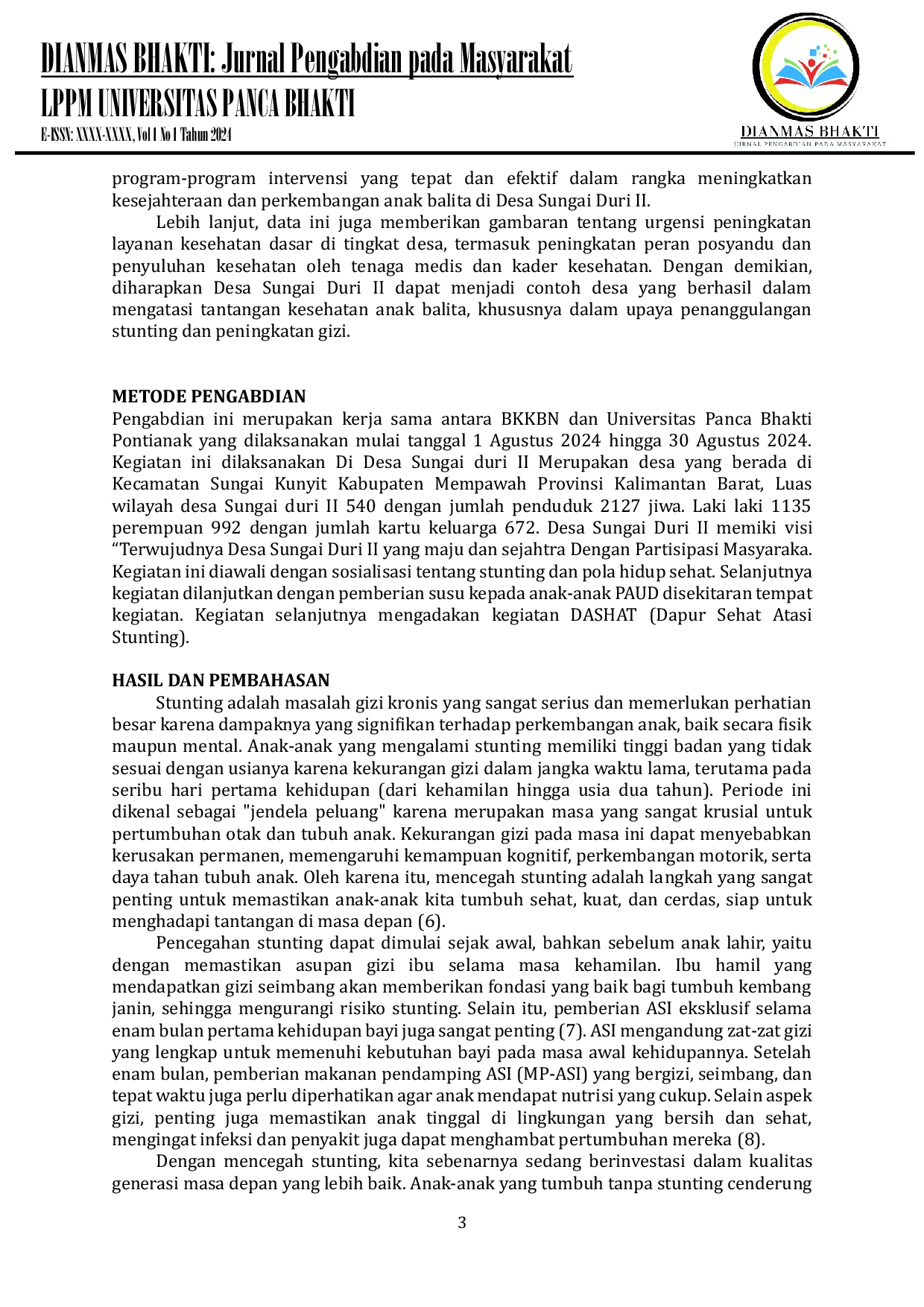 JURIS Peningkatan Kesehatan Gizi Melalui Dapur Sehat Atasi Stunting