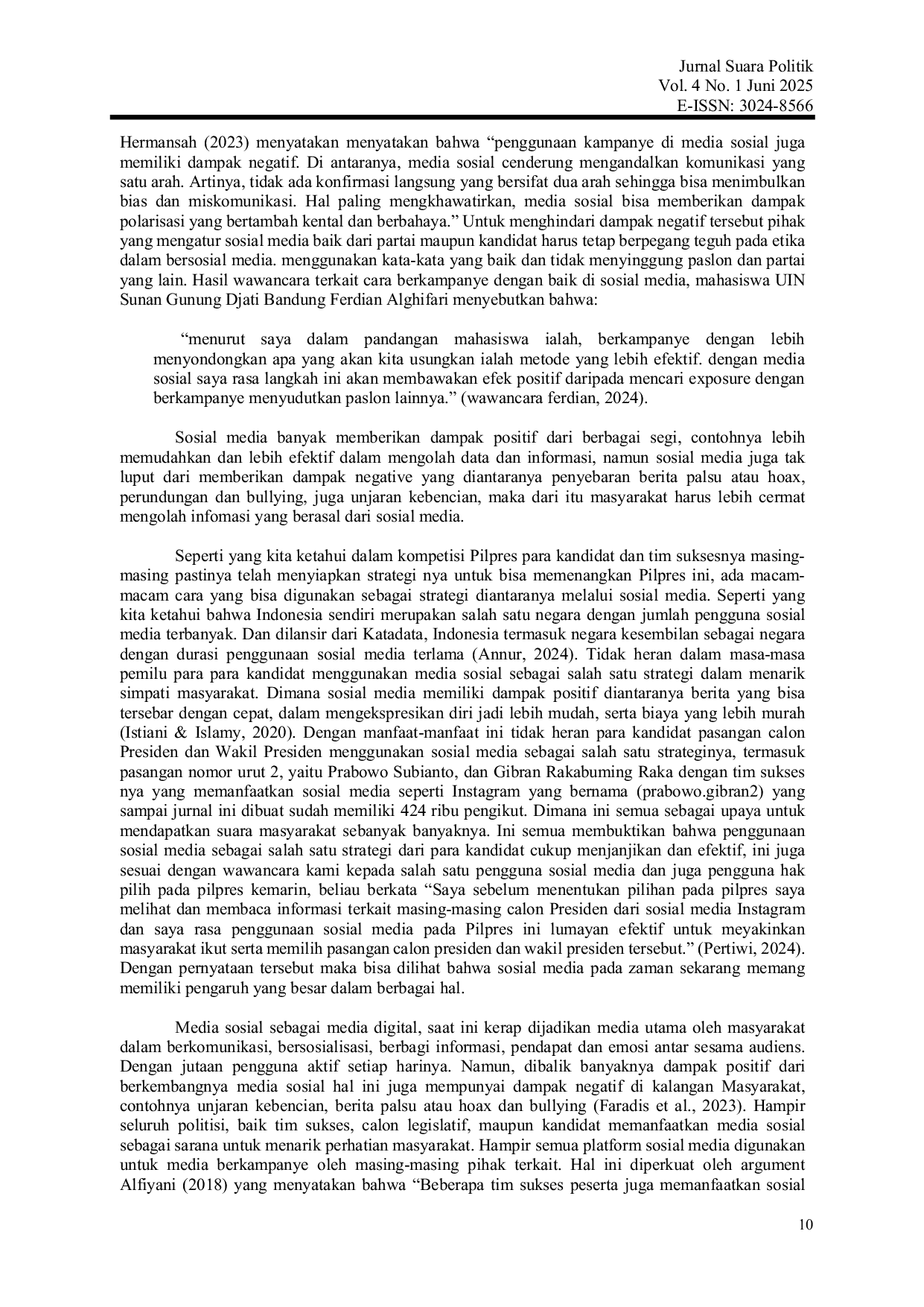 JURIS Analisis Sosial Media dalam Partisipasi Pemilihan Presiden