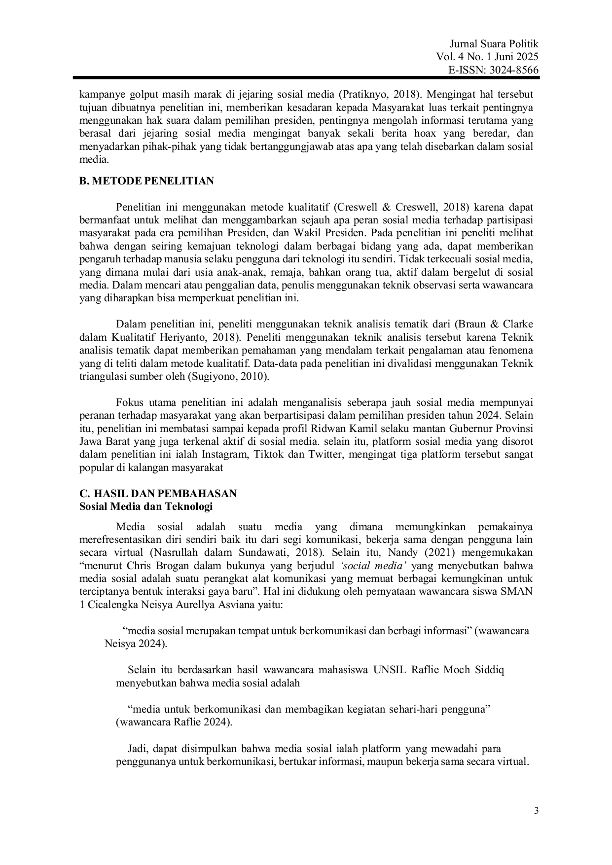 JURIS Analisis Sosial Media dalam Partisipasi Pemilihan Presiden