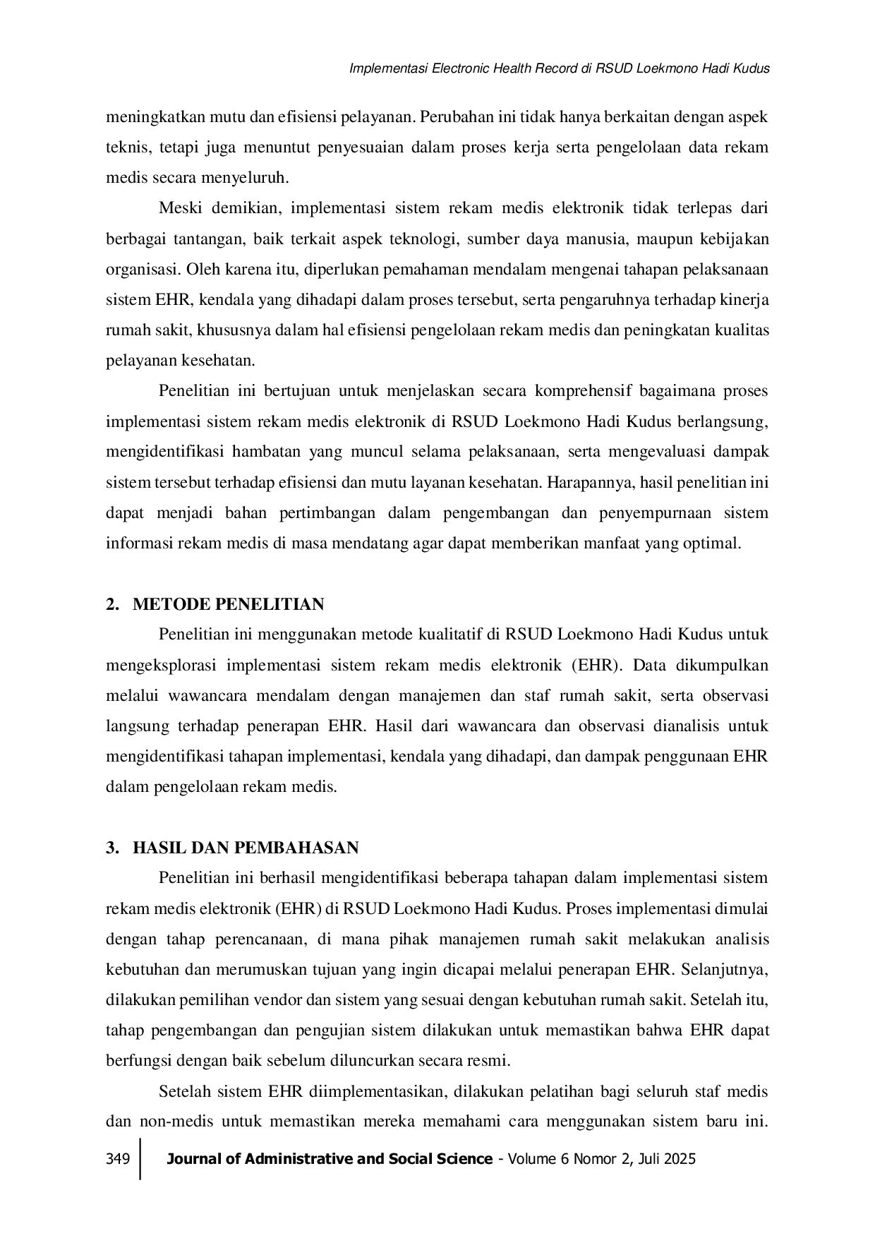 JURIS Implementasi Electronic Health Record di RSUD Loekmono Hadi Kudus