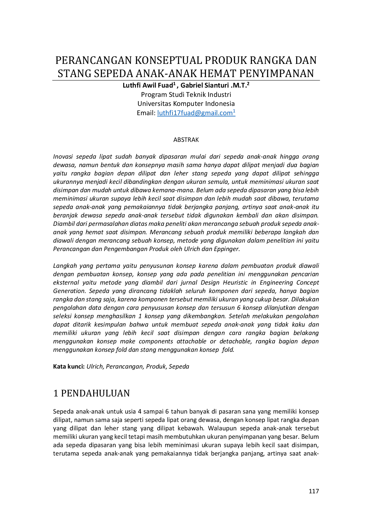 JURIS Perancangan Konseptual Produk Rangka Dan Stang Sepeda Anak Anak Hemat Penyimpanan