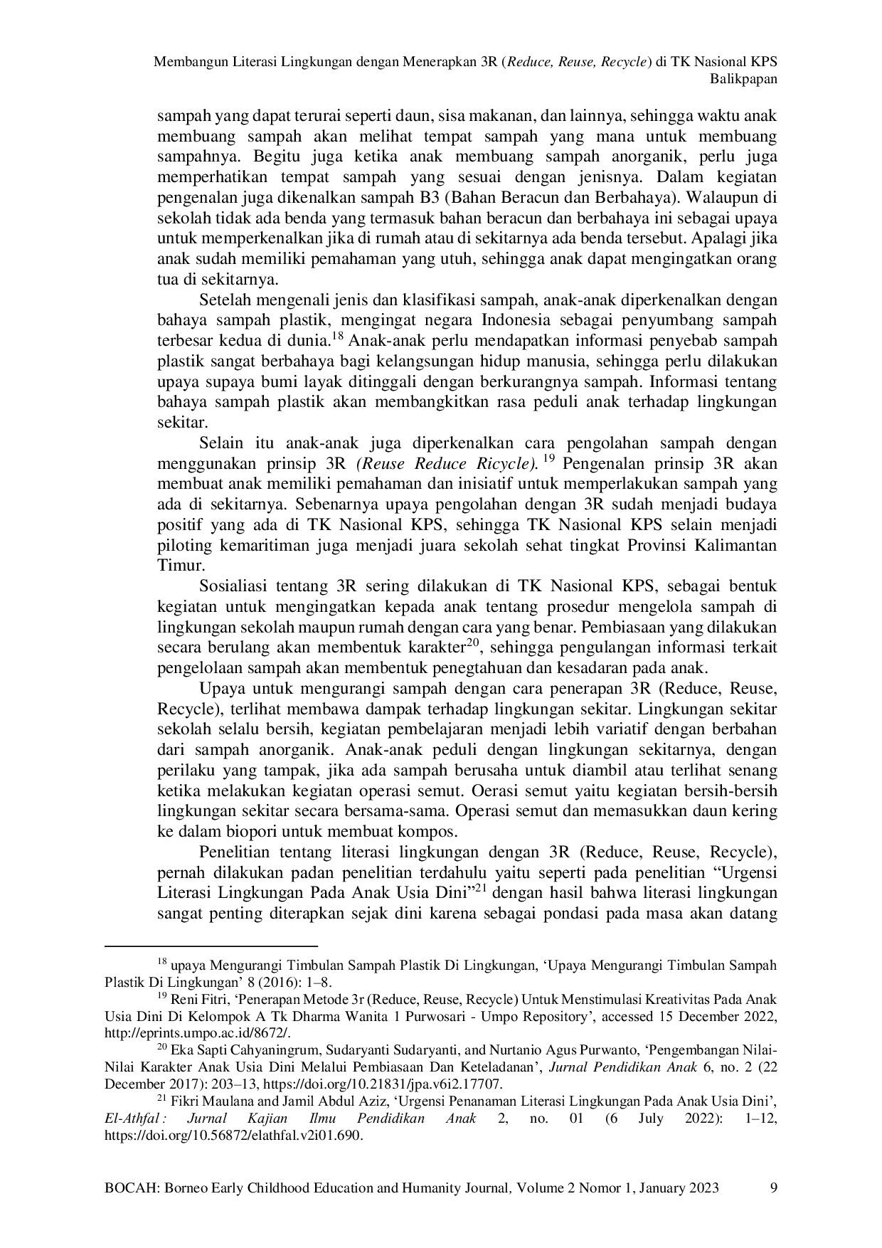 JURIS Membangun Literasi Lingkungan dengan Menerapkan 3R Reduce Reuse Recycle di TK Nasional KPS Balikpapan