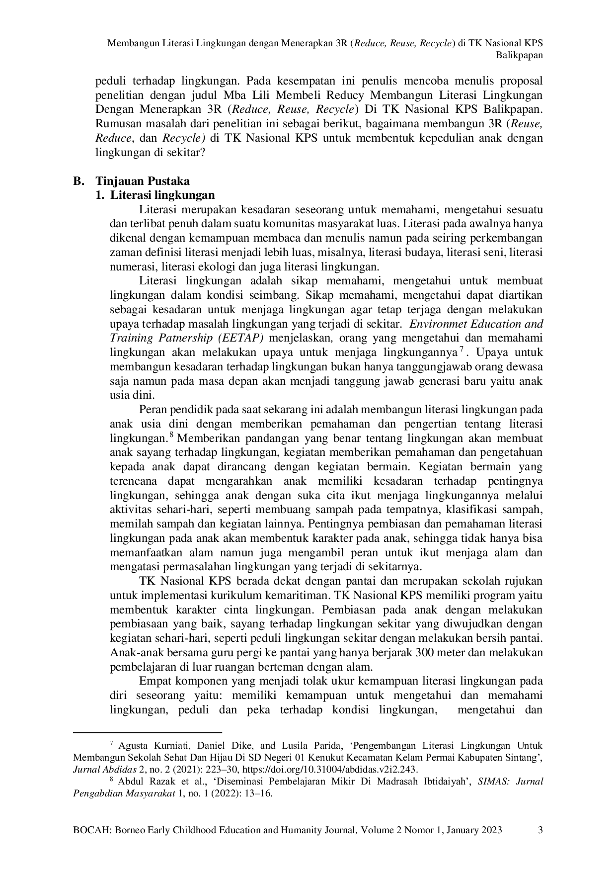 JURIS Membangun Literasi Lingkungan dengan Menerapkan 3R Reduce Reuse Recycle di TK Nasional KPS Balikpapan