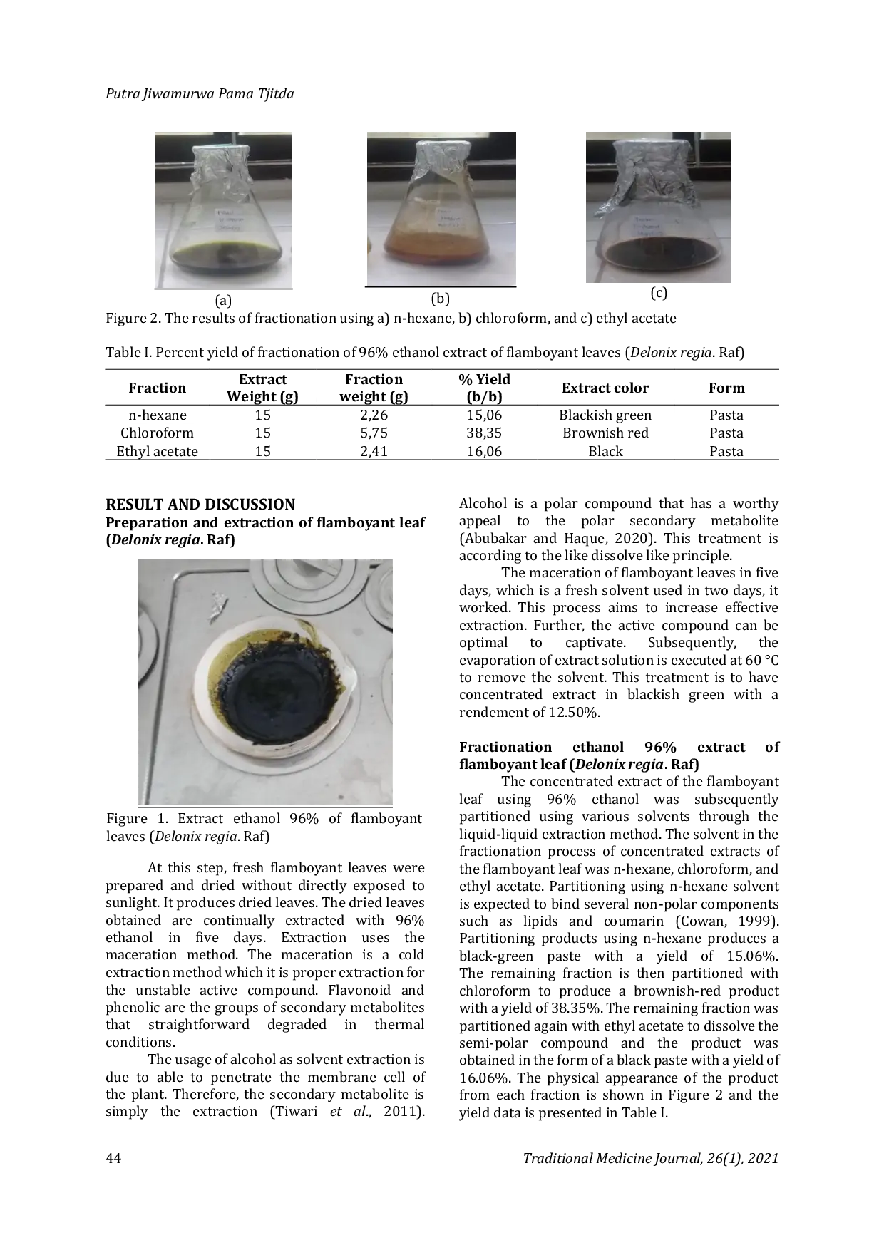 JURIS Sunscreen Activity of Fraction n hexane Chloroform and Eethyl Acetate of Ethanol 96 Flamboyan Leaf Delonix regia Raf Extract