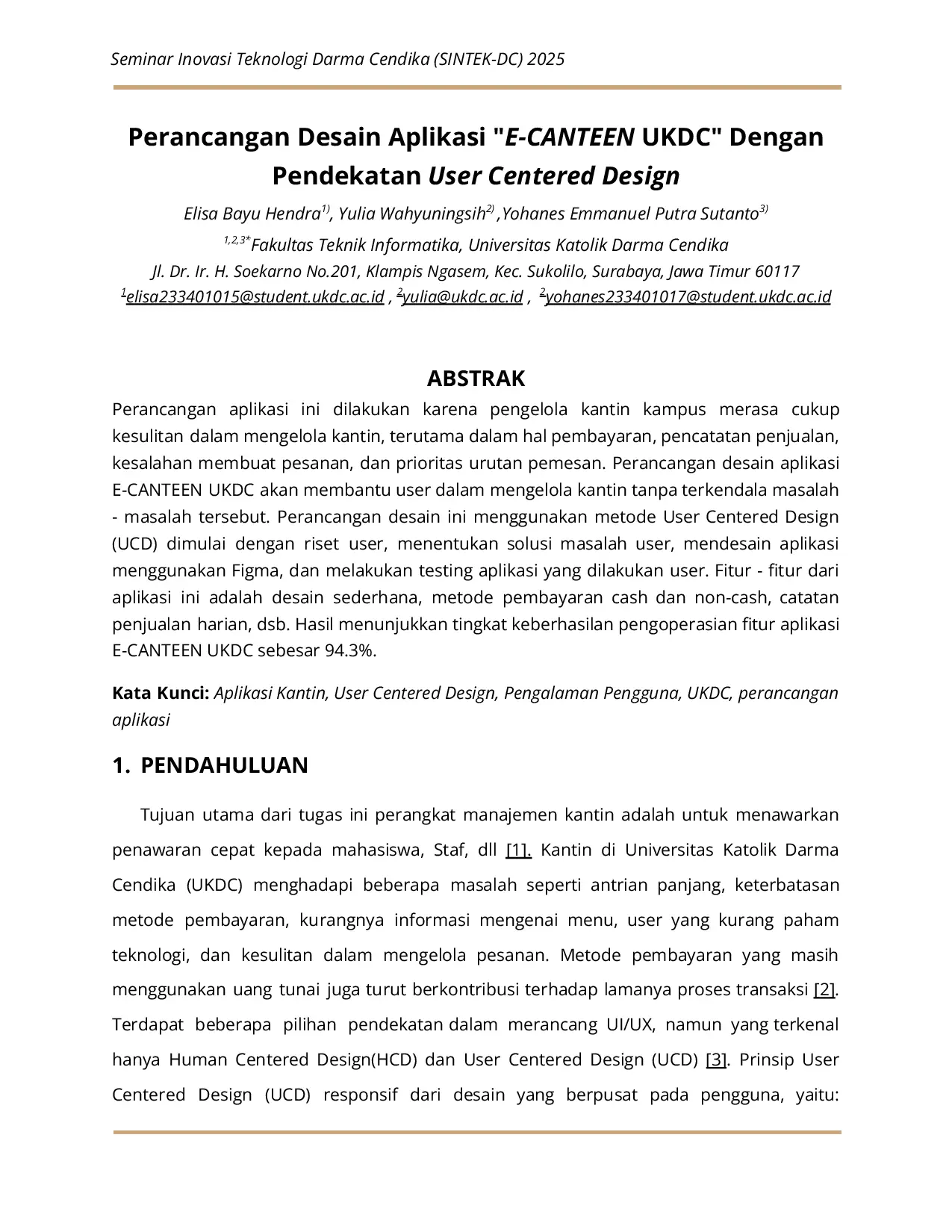 JURIS Perancangan Desain Aplikasi E CANTEEN UKDC Dengan Pendekatan User Centered Design