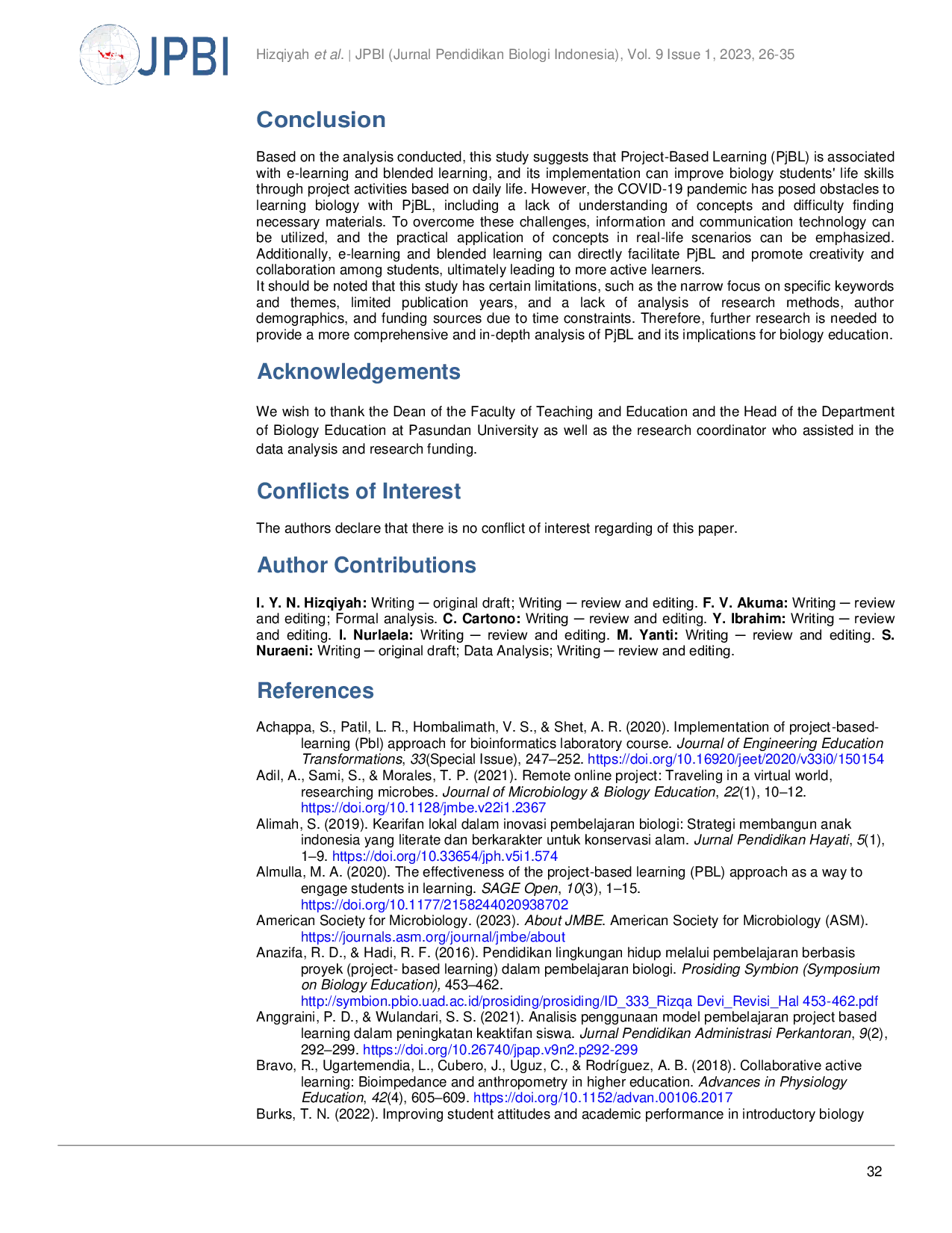 JURIS The project based learning model and its contribution to life skills in biology learning A systematic literature network analysis