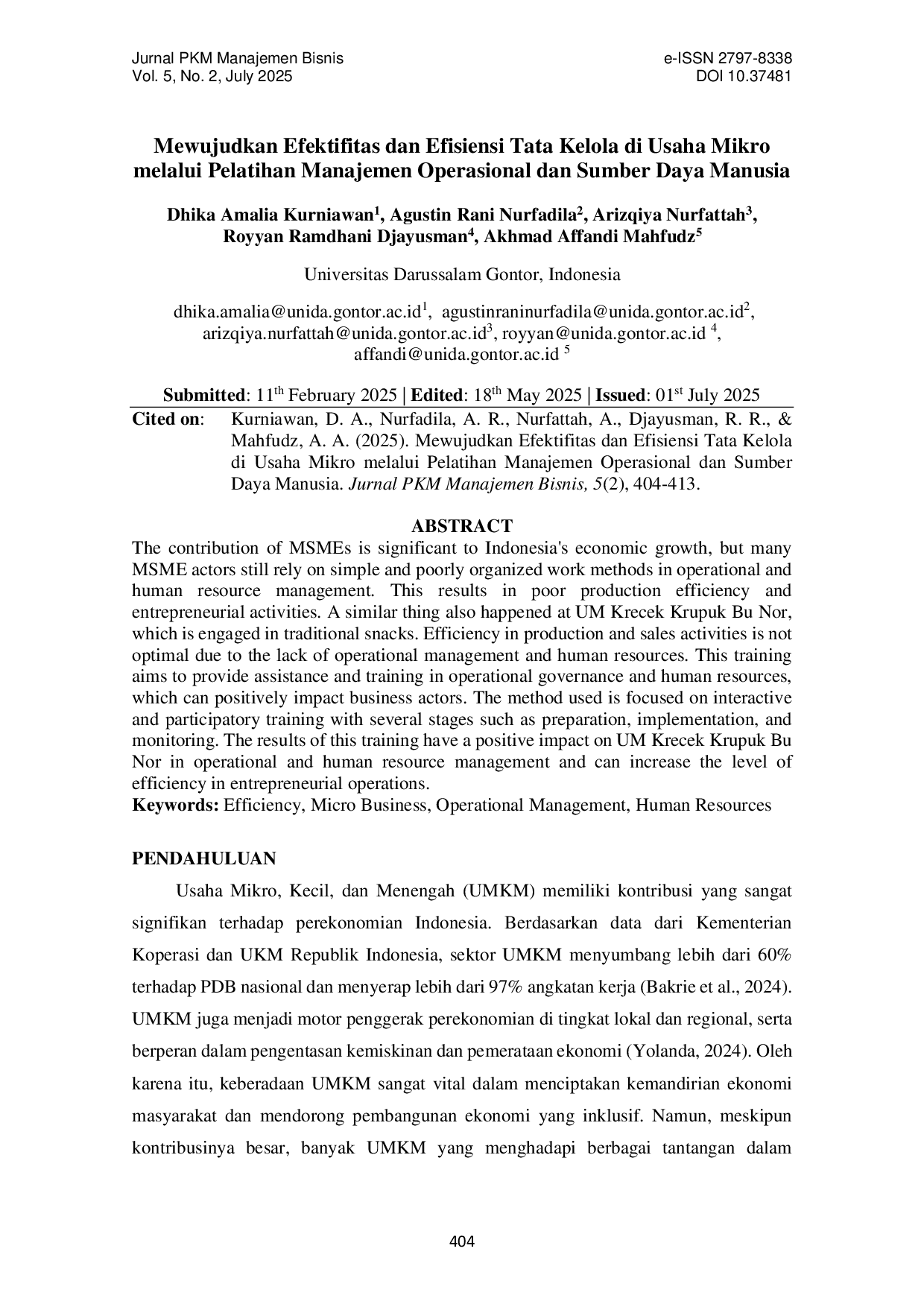 JURIS Mewujudkan Efektifitas dan Efisiensi Tata Kelola di Usaha Mikro melalui Pelatihan Manajemen Operasional dan Sumber Daya Manusia