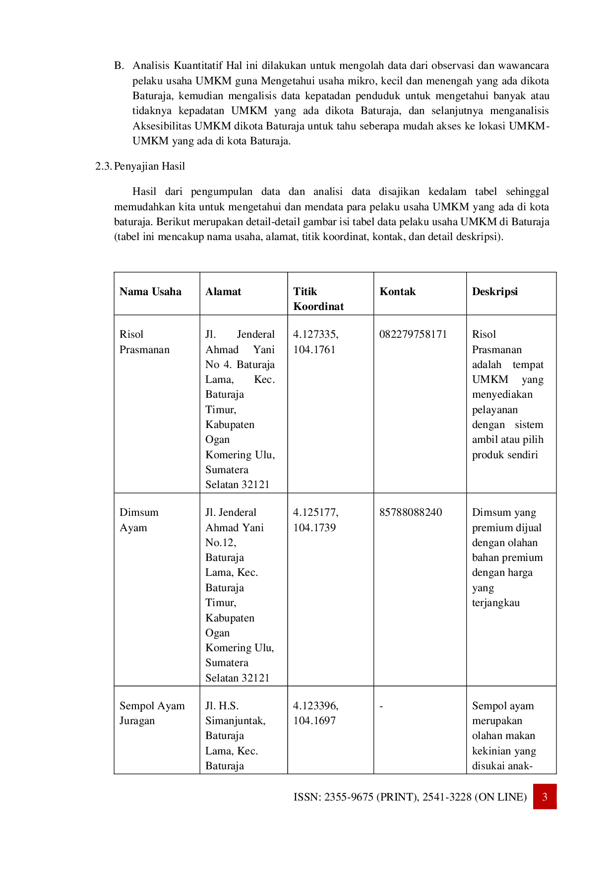 JURIS Sistem Informasi Geografis Pelaku Usaha UMKM Di Kota Baturaja