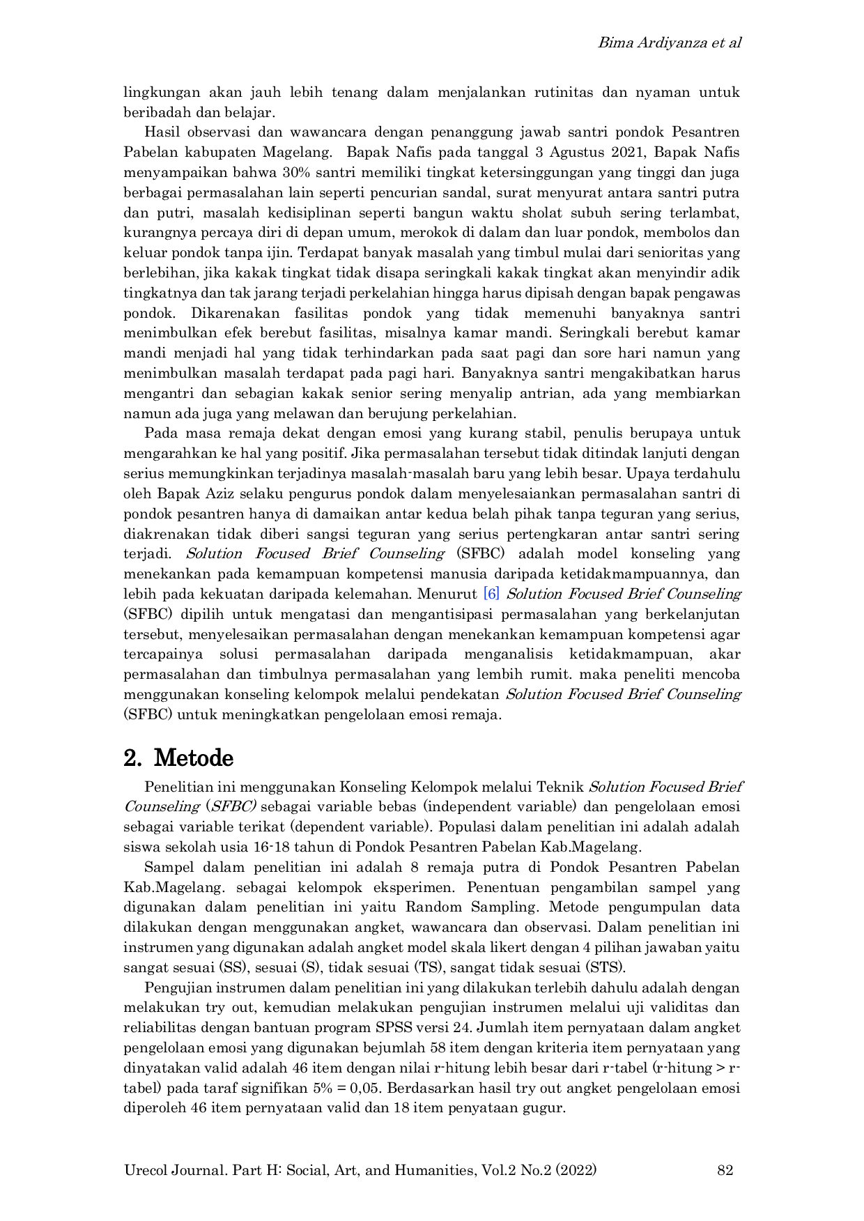 JURIS The Effect of Group Counseling Through the Solution Focused Brief Counseling SFBC Approach to Improving Adolescent Emotional Management
