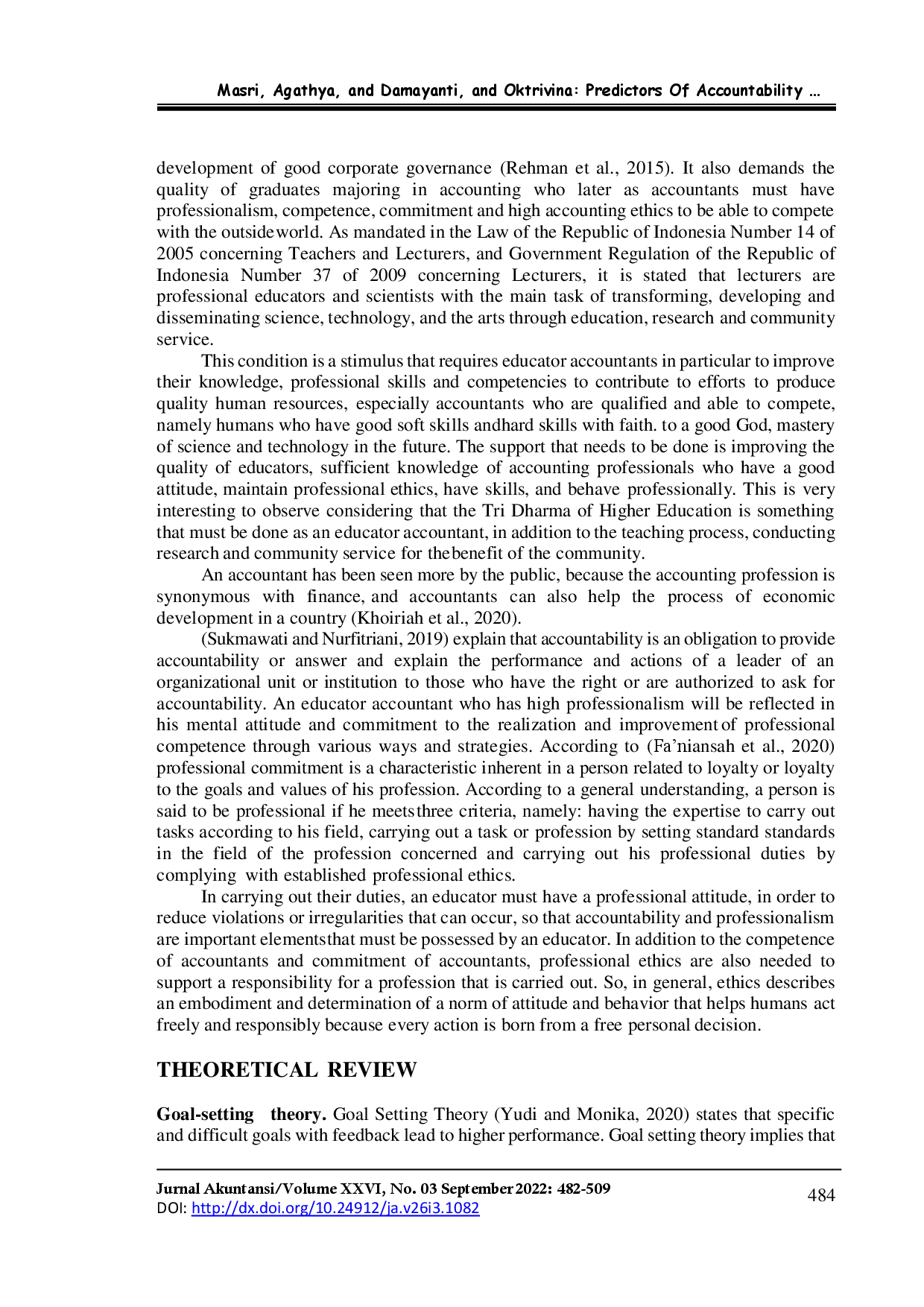 juris Predictors Of Accountability Creating In Educational Accountant Professionalism As A Mediator
