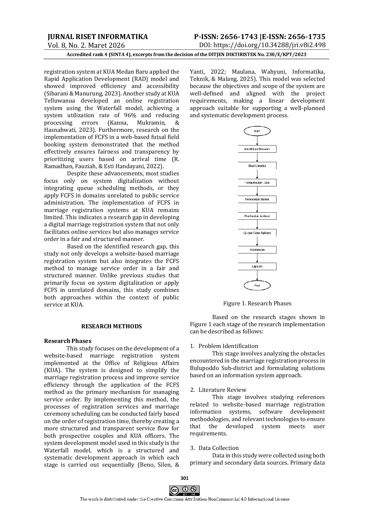 JURIS Application Of The First Come First Served Method In A Web Based Marriage Registration System