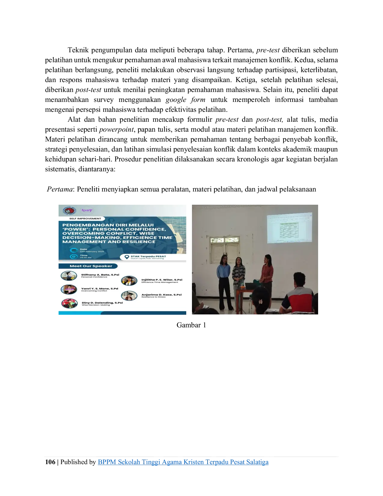 JURIS Efektivitas Pelatihan Manajemen Konflik dalam Meningkatkan Pemahaman dan Penyelesaian Konflik Mahasiswa STAK Terpadu Pesat Salatiga