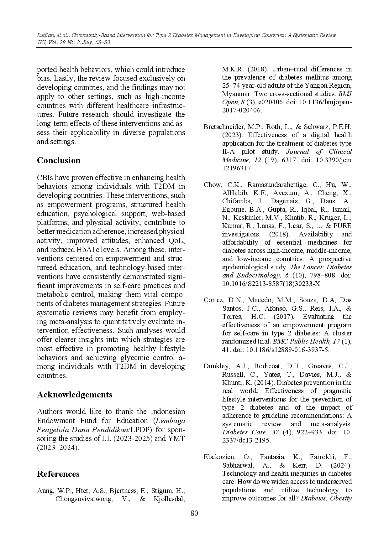 JURIS Community Based Intervention for Type 2 Diabetes Management in Developing Countries A Systematic Review