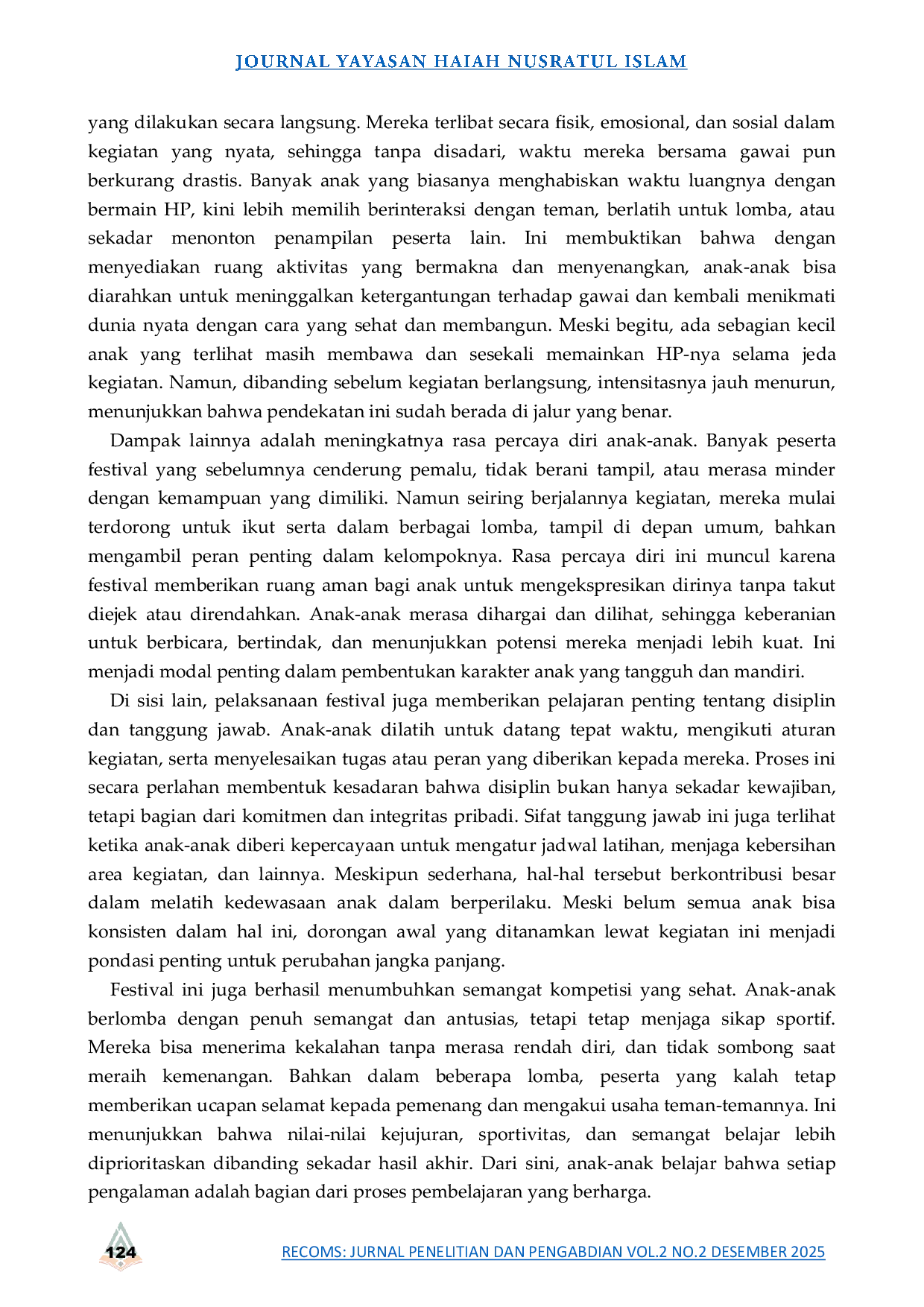 JURIS Upaya Membentuk Karakter Anak Melalui Local Wisdom Dalam Festival Generasi Emas Di Nagori Bah Birong Ulu Manriah Sidamanik Simalungun