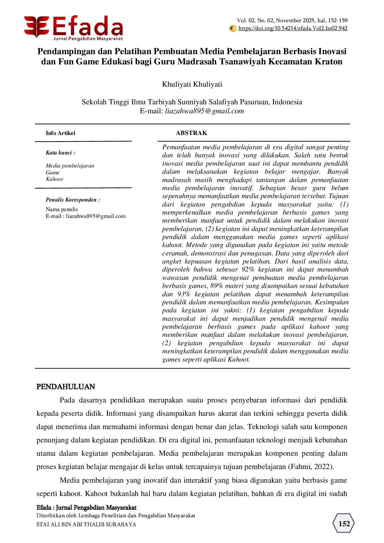 JURIS Pendampingan dan Pelatihan Pembuatan Media Pembelajaran Berbasis Inovasi dan Fun Game Edukasi Bagi Guru Madrasah Tsanawiyah Kecamatan Kraton