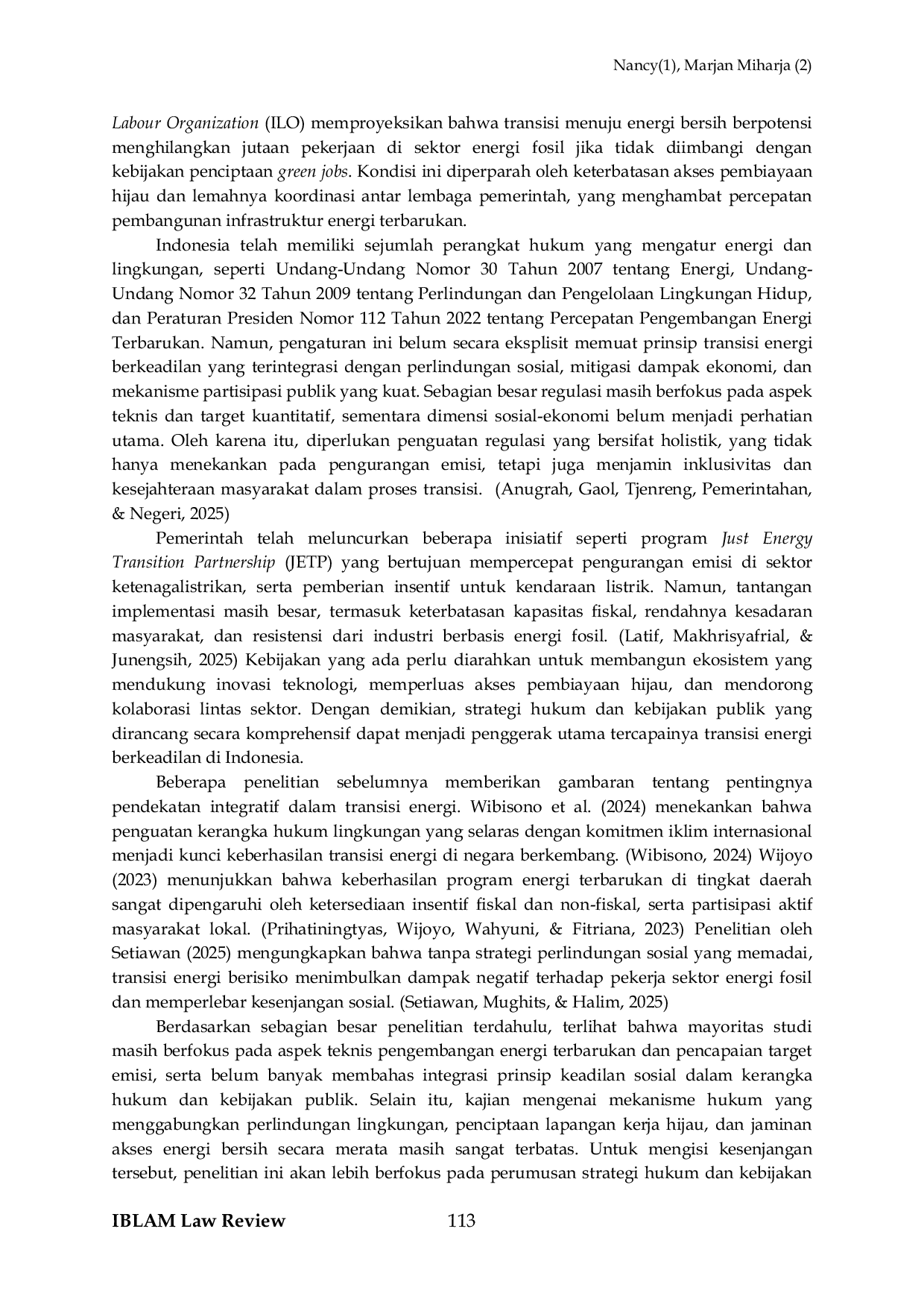 JURIS Strategi Hukum dan Kebijakan Publik dalam Mewujudkan Transisi Energi Berkeadilan di Era Perubahan Iklim