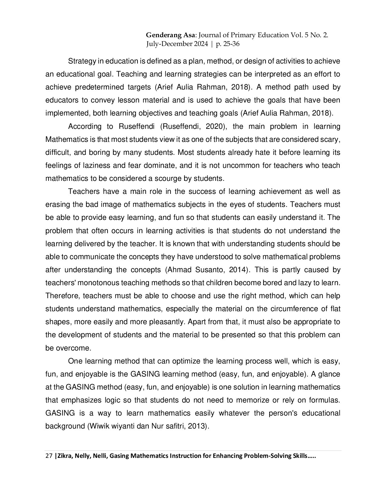 JURIS Gasing Mathematics Instruction For Enhancing Problem Solving Skills In Elementary School Students