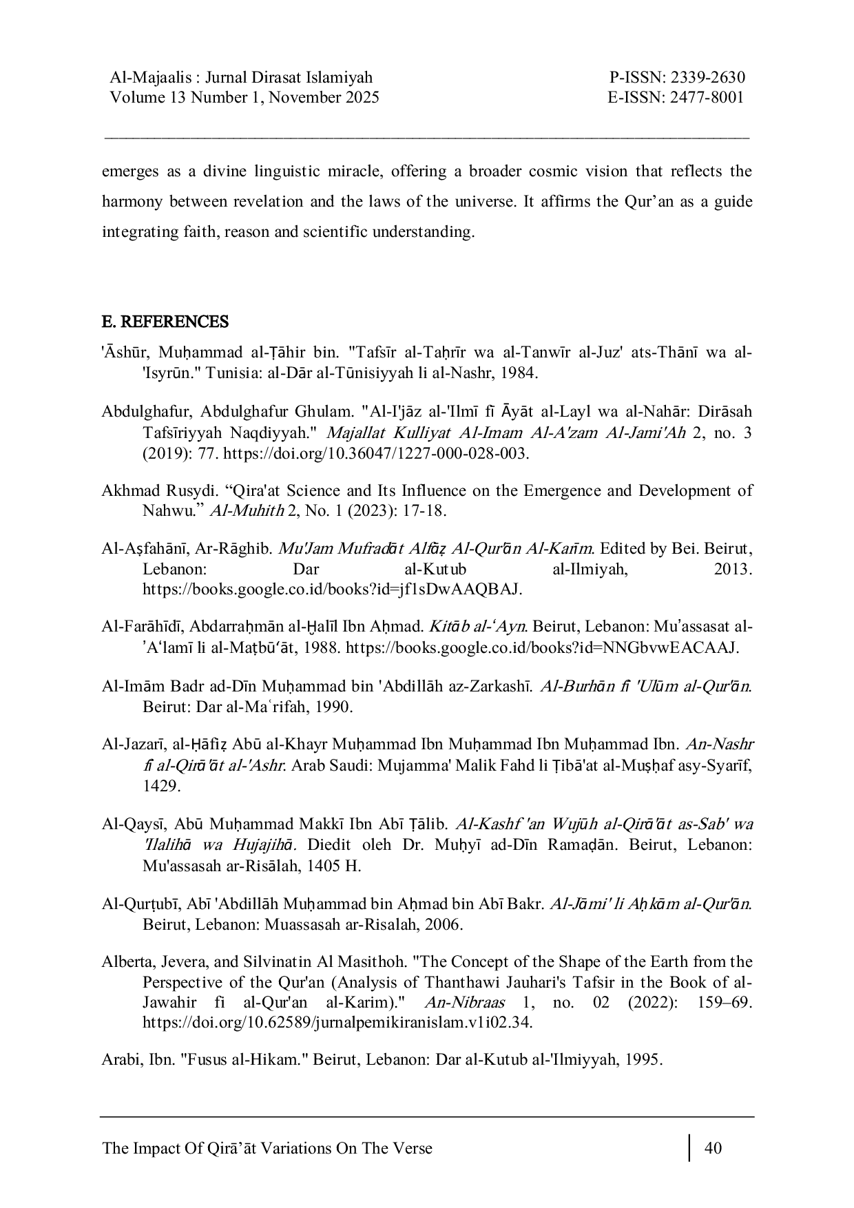 JURIS The Impact of QirA At Variations on the Verse Wa Ayatun Lahumu Al Laylu Naslakhu Minhu An NahAra YA Sn 37 and Its Reflections in Scientific Exegesis
