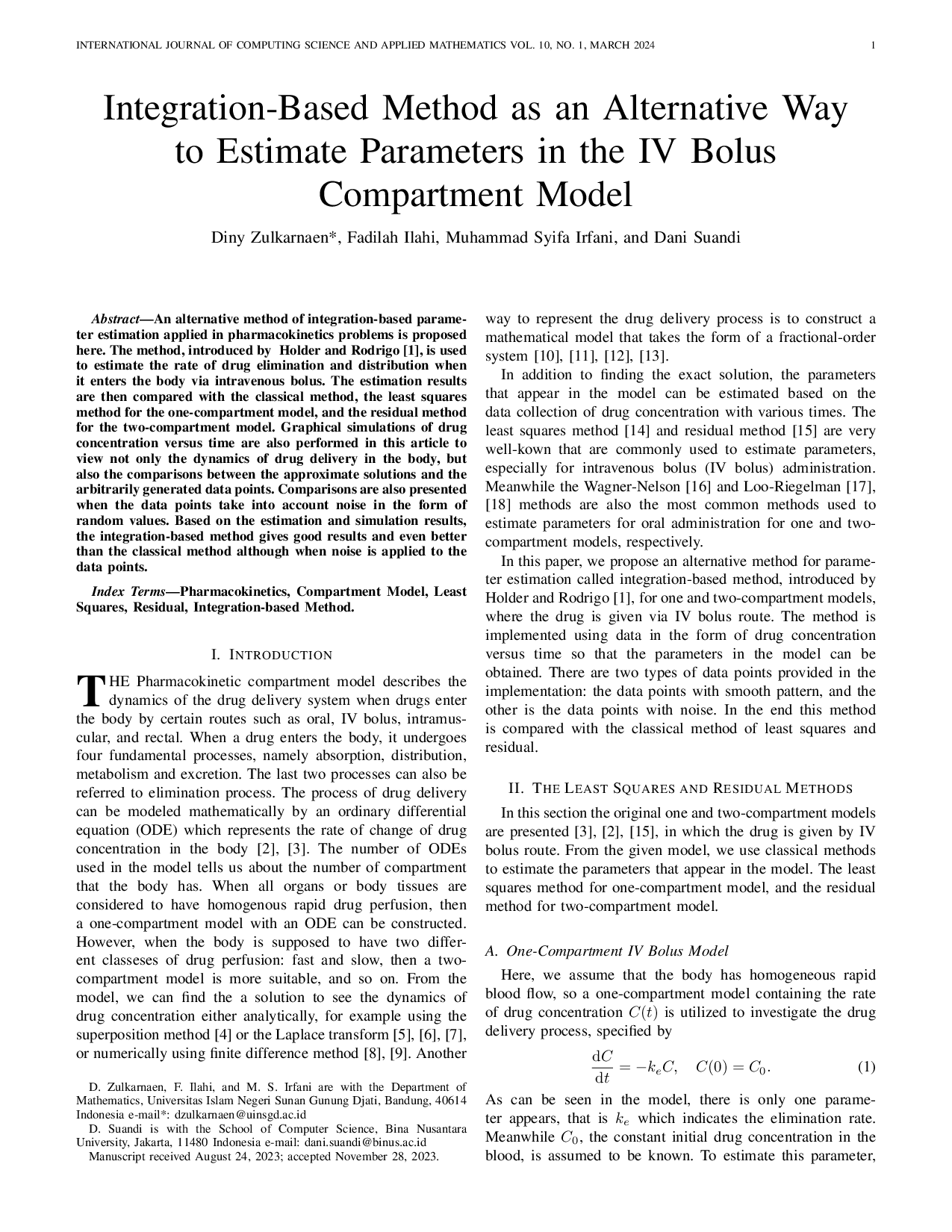 JURIS Integration Based Method as an Alternative Way to Estimate Parameters in the IV Bolus Compartment Model