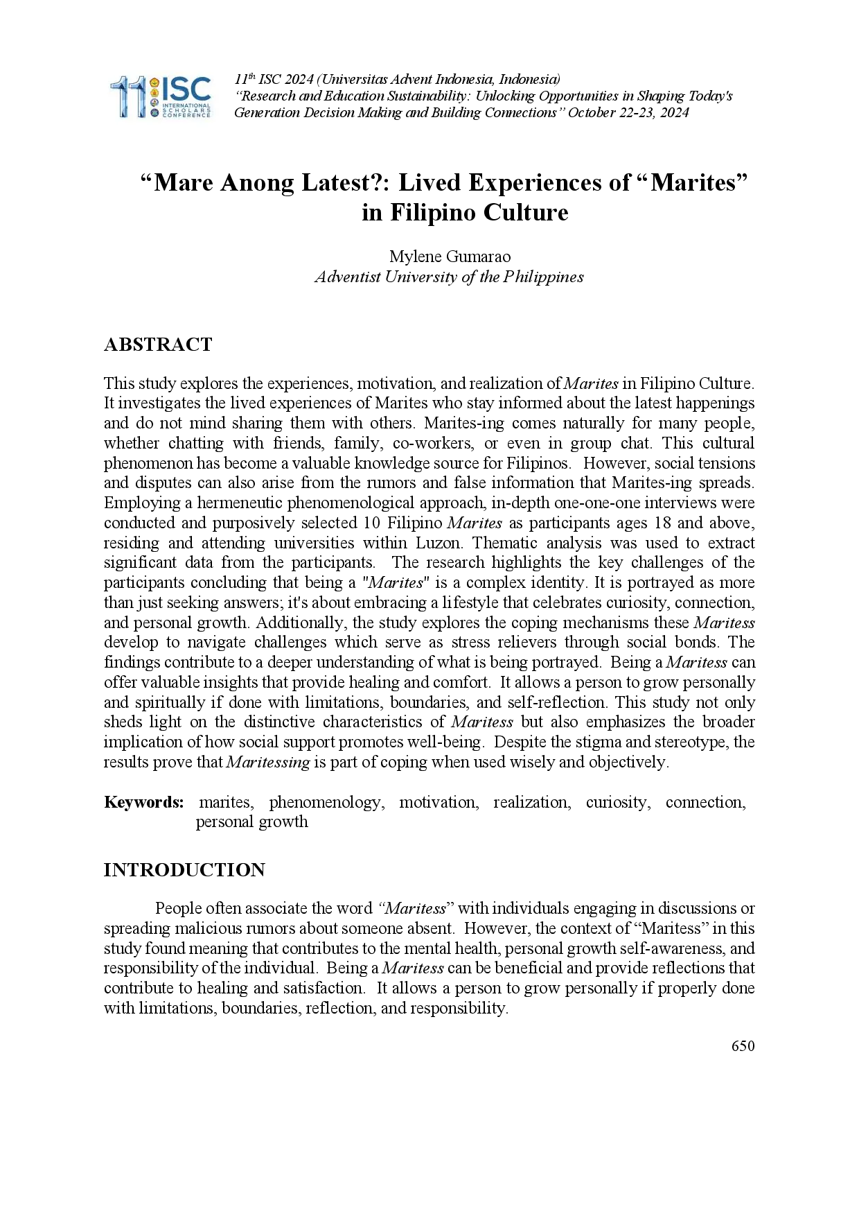 juris Mare Anong Latest Lived Experiences of Marites in Filipino Culture