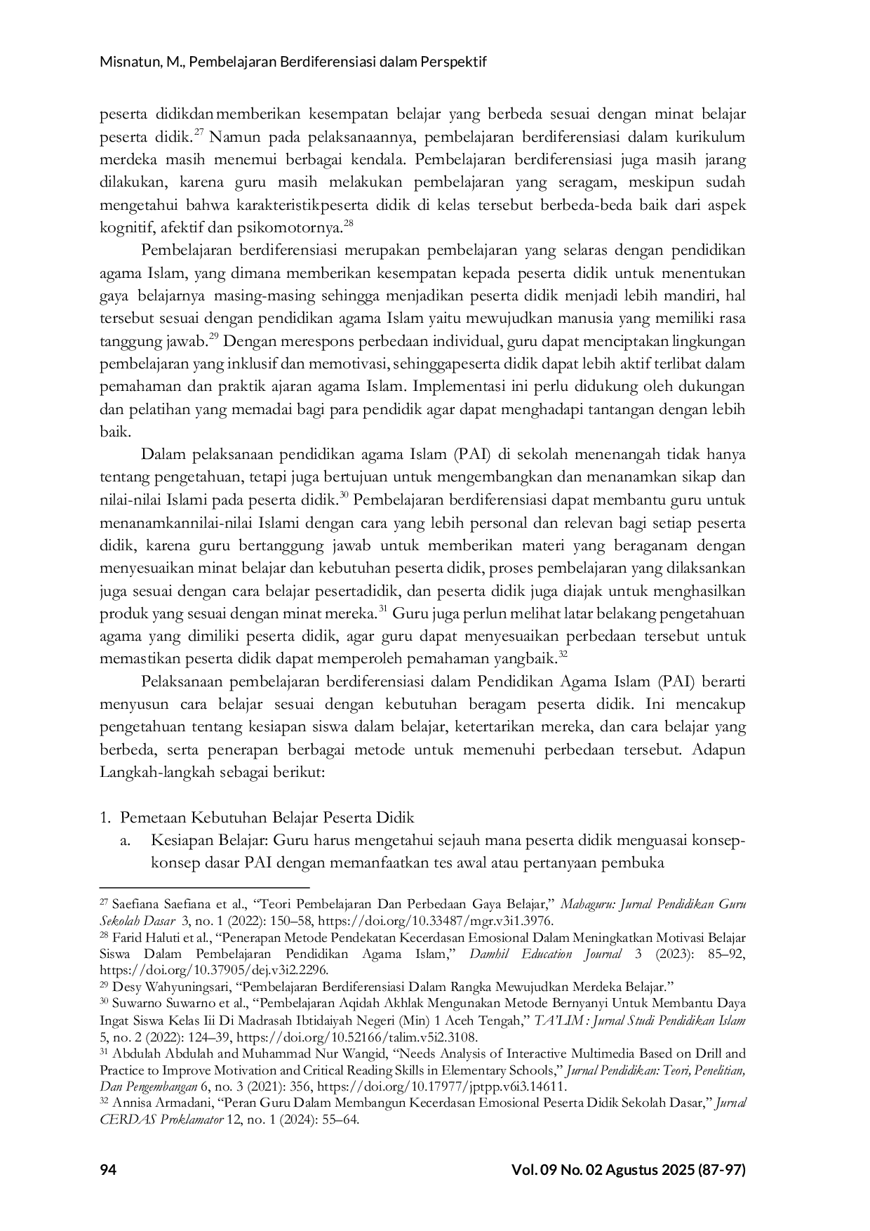 JURIS Pembelajaran Berdiferensiasi dalam Perspektif Teori Konstruktivisme pada Mata Pelajaran Pendidikan Agama Islam