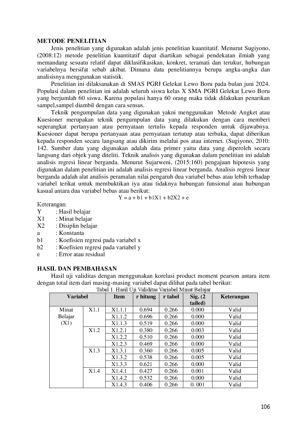 juris Pengaruh Minat Belajar Dan Disiplin Belajar Terhadap Hasil Belajar Siswa Kelas X Pada Mata Pelajaran Ekonomi Di SMA PGRI Gelekat Lewo Boru Tahun Pelajaran 2024 2025