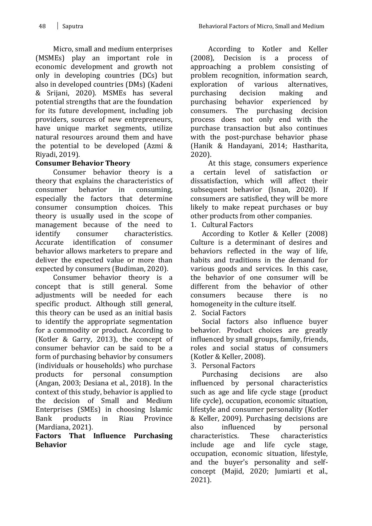 JURIS Behavioral Factors Of Micro Small And Medium Enterprises On Decisions In Choosing Islamic Banking Products In Riau Province
