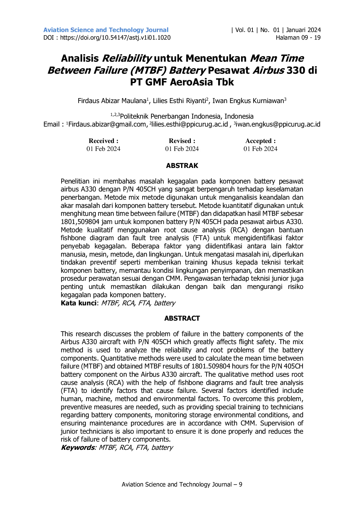 JURIS Analisis Beban Kerja Teknisi Pesawat Pada Maintenance Phase 1 King Air B200 di Balai Besar Kalibrasi Fasilitas Penerbangan