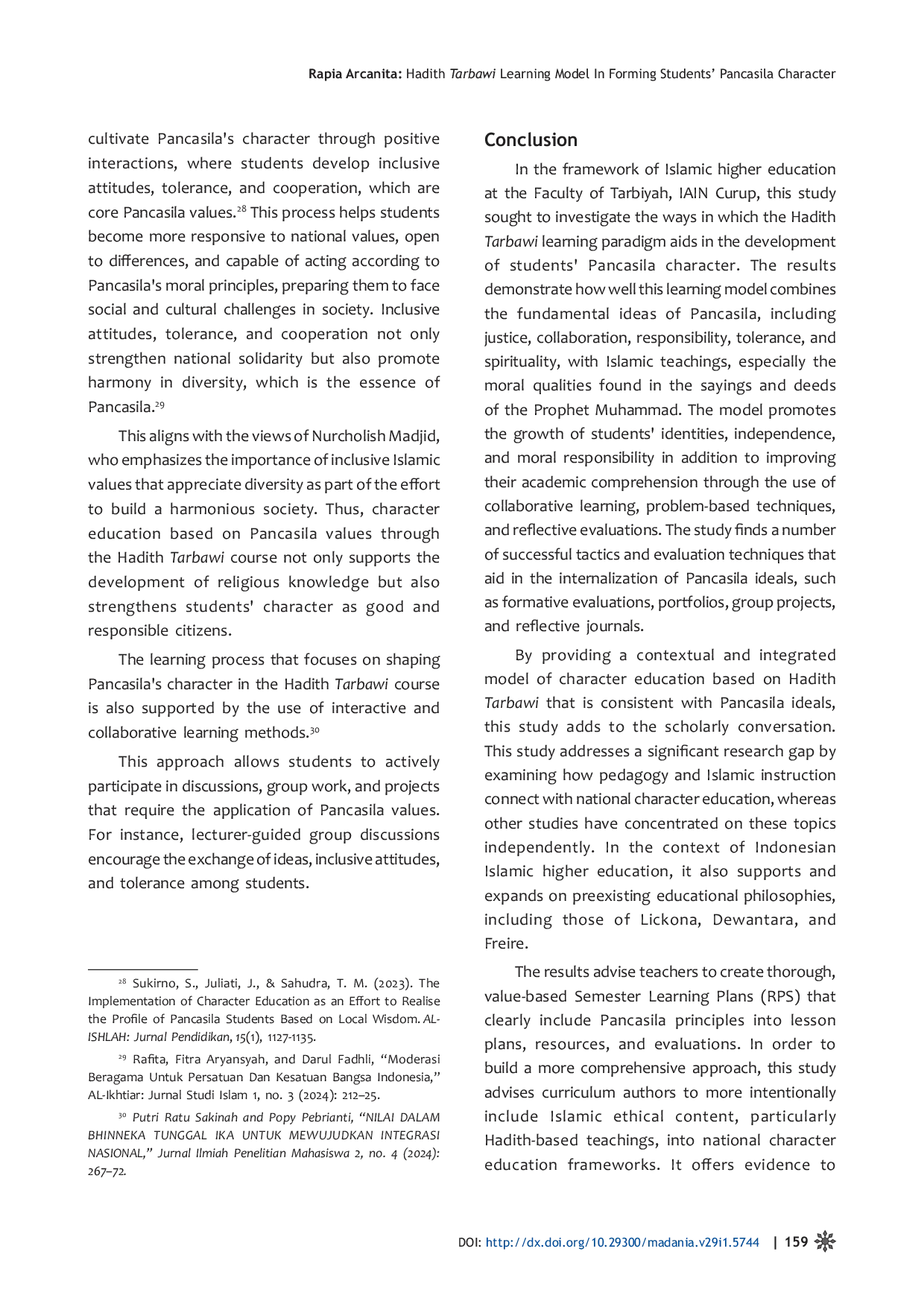 JURIS Hadith Tarbawi Learning Model in Forming Students Pancasila Character