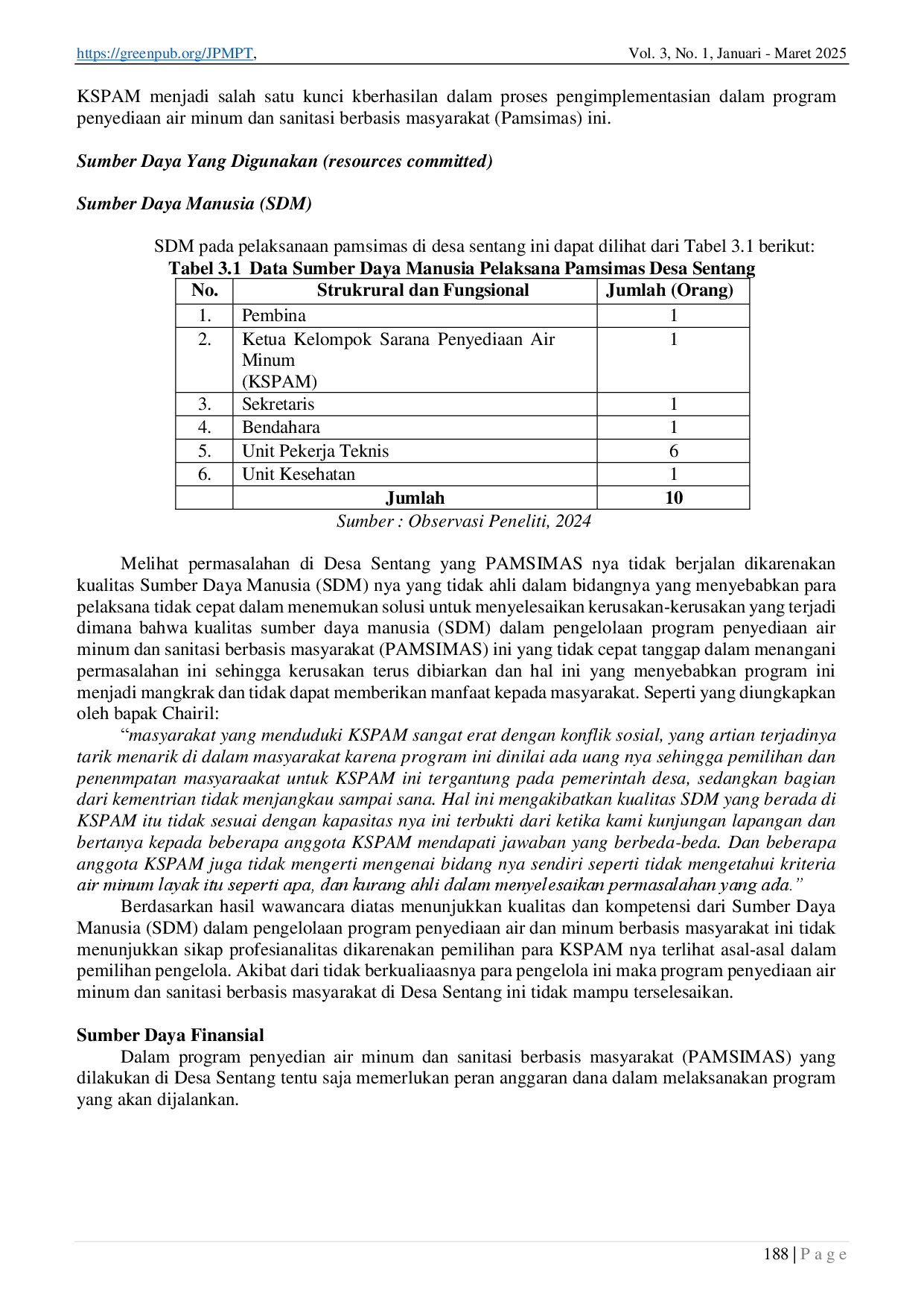 juris Implementasi Program Penyediaan Air Minum dan Sanitasi Berbasis Masyarakat PAMSIMAS di Desa Sentang Kabupaten Serdang Bedagai