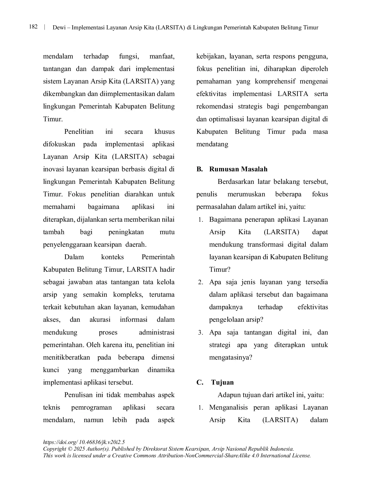 JURIS Implementasi Layanan Arsip Kita LARSITA di Pemerintah Kabupaten Belitung Timur