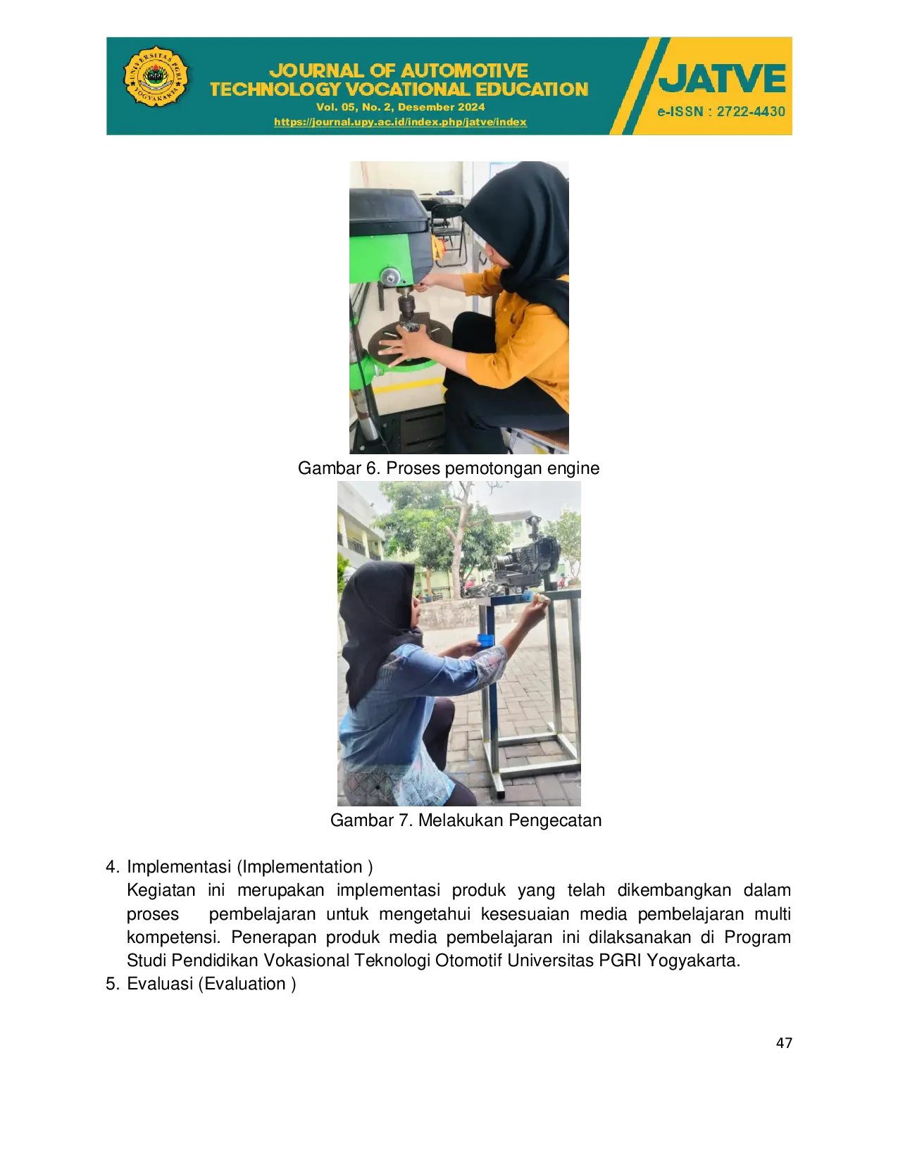 JURIS Pengembangan Media Pembelajaran Engine Cutting Honda Grand Sebagai Media Pembelajaran Multi Kompetensi