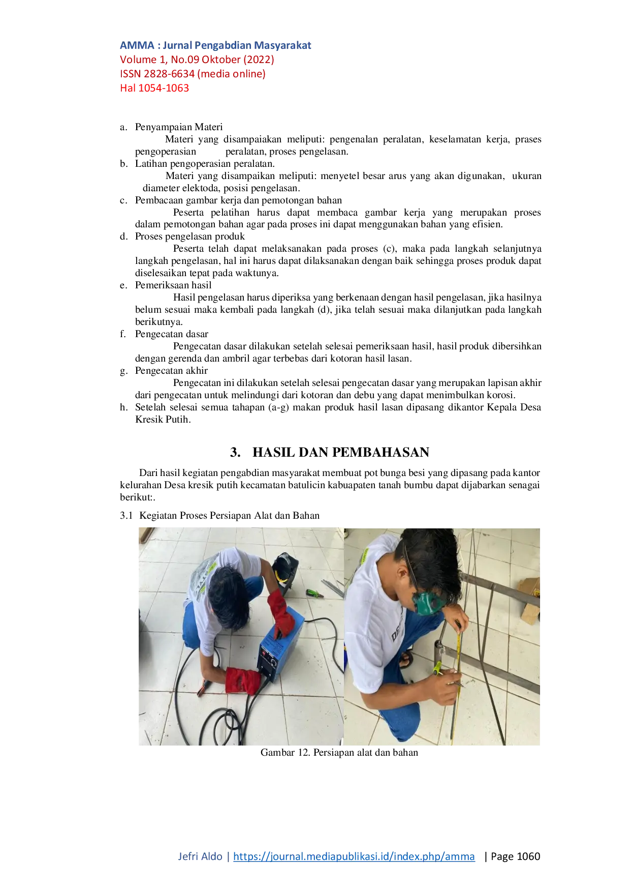 JURIS Pelatihan Pengelasan SMAW Karang Taruna Desa Kresik Putih Kecamatan Batulicin Kabupaten Tanah Bumbu