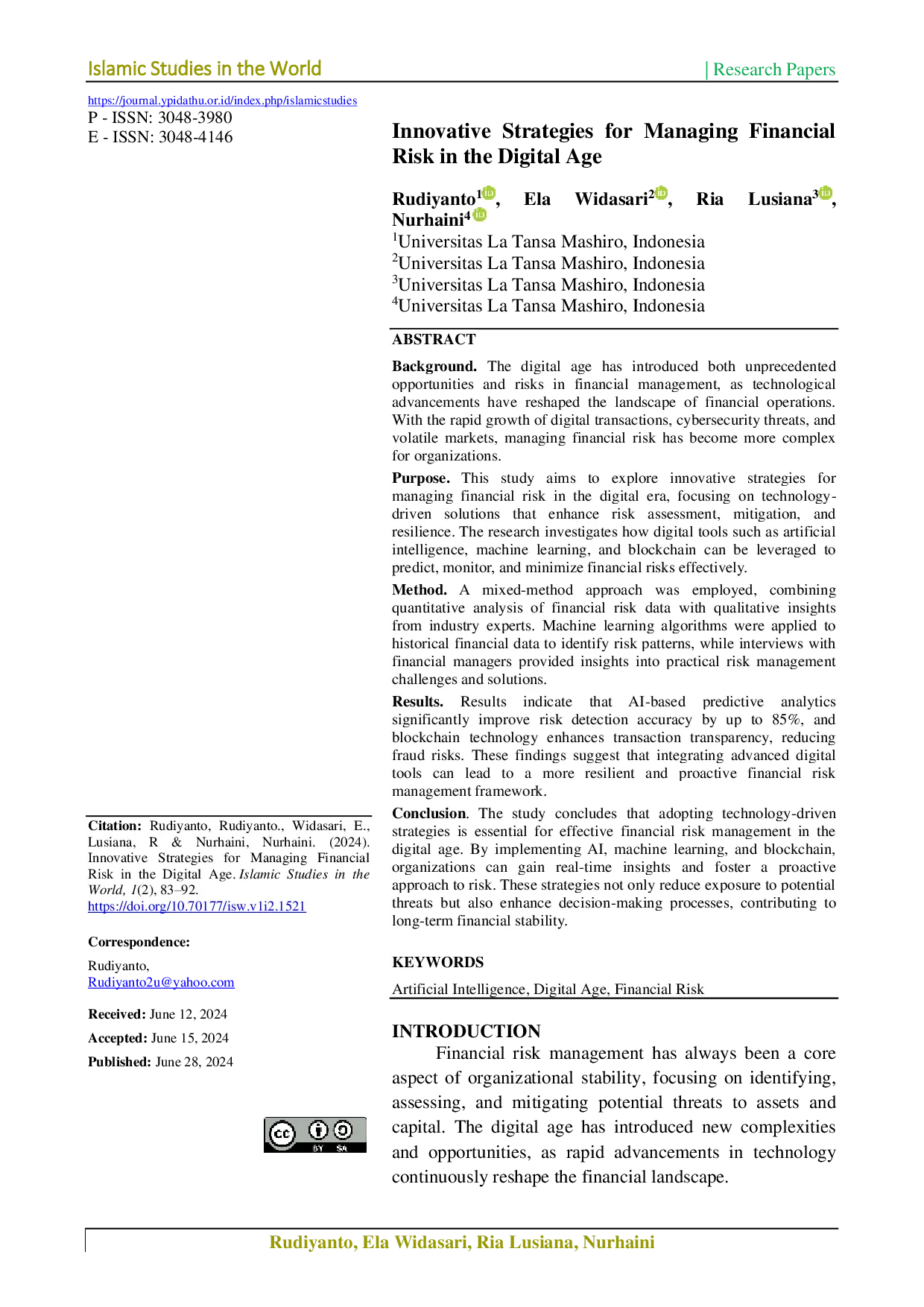 JURIS Innovative Strategies for Managing Financial Risk in the Digital Age