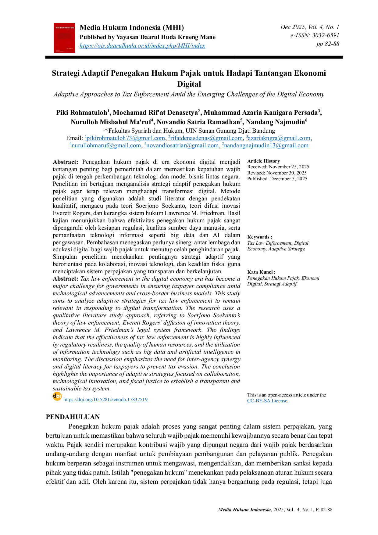 JURIS Adaptive Approaches to Tax Enforcement Amid the Emerging Challenges of the Digital Economy