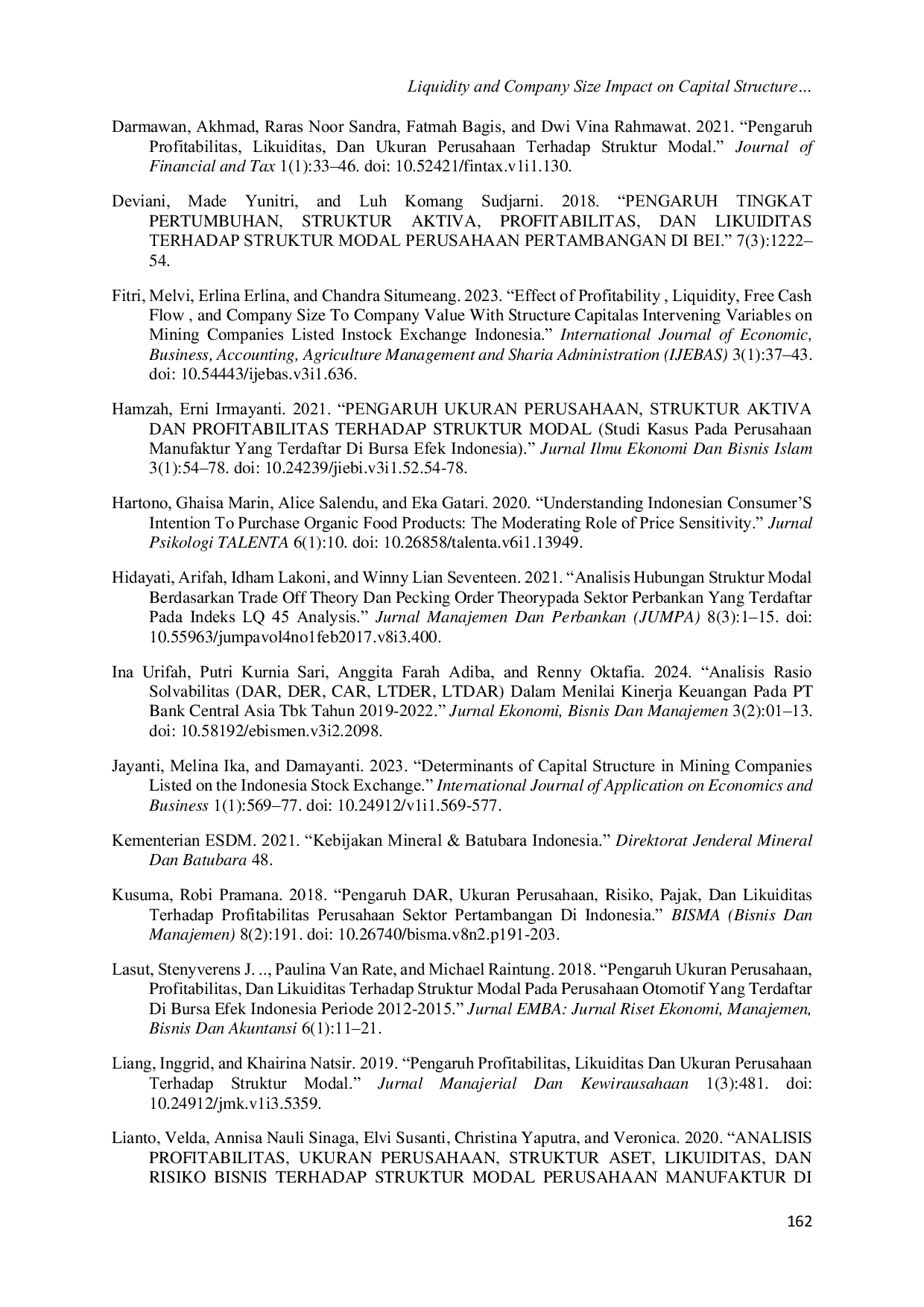 JURIS Liquidity and Company Size Impact on Capital Structure with Profitability Mediation