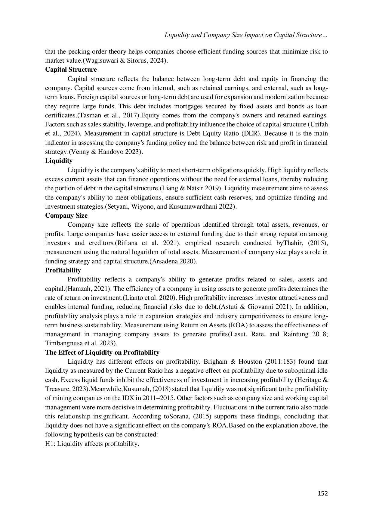 JURIS Liquidity and Company Size Impact on Capital Structure with Profitability Mediation