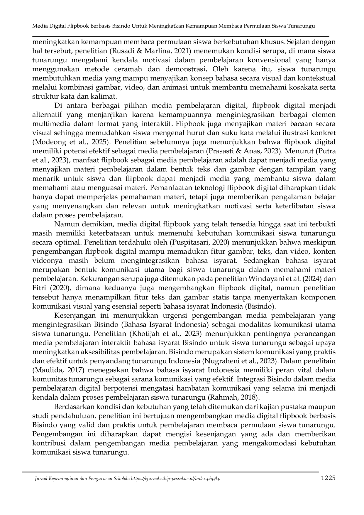 JURIS Media Digital Flipbook Berbasis Bisindo Untuk Meningkatkan Kemampuan Membaca Permulaan Siswa Tunarungu