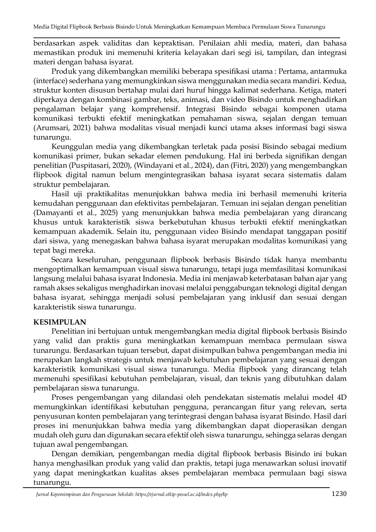 JURIS Media Digital Flipbook Berbasis Bisindo Untuk Meningkatkan Kemampuan Membaca Permulaan Siswa Tunarungu