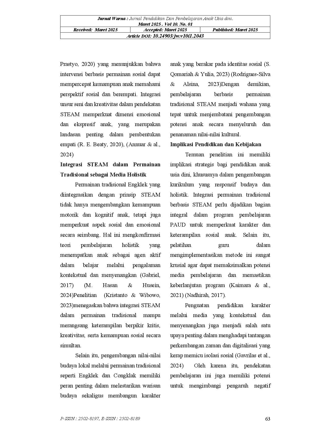 juris Strategi Inovatif Dalam Pendidikan Anak Usia Dini Mengurangi Egosentrisme Melalui Permainan Tradisional Berbasis Steam