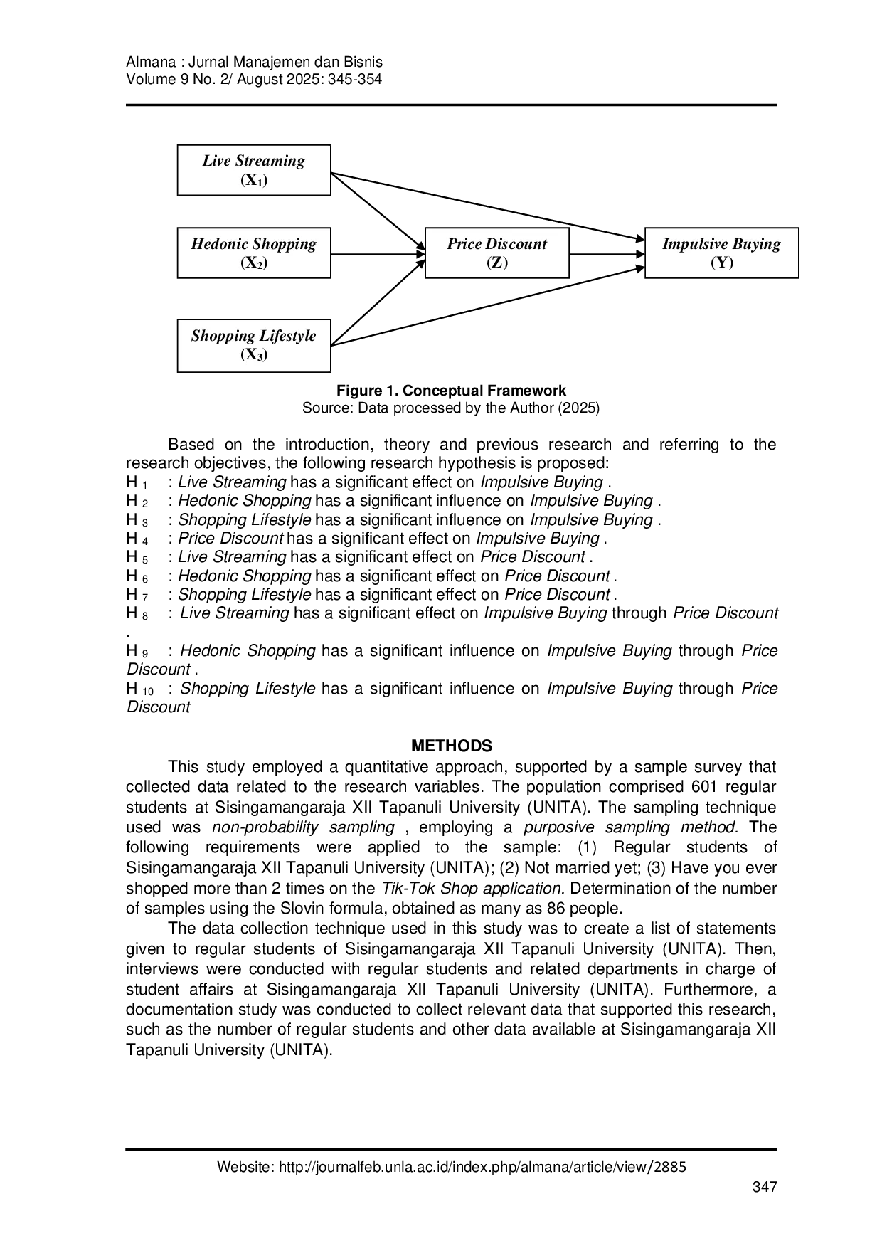 JURIS The Effect of Live Streaming Hedonic Shopping and Shopping Lifestyle on Impulsive Buying Through Price Discounts