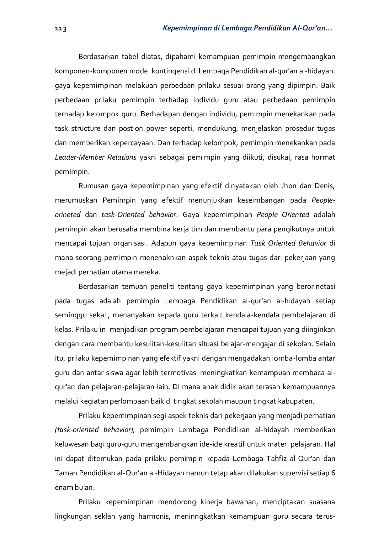 JURIS Kepemimpinan di Lembaga Pendidikan Al Qur an Eksplorasi Model Dan Gaya Kepemimpinan