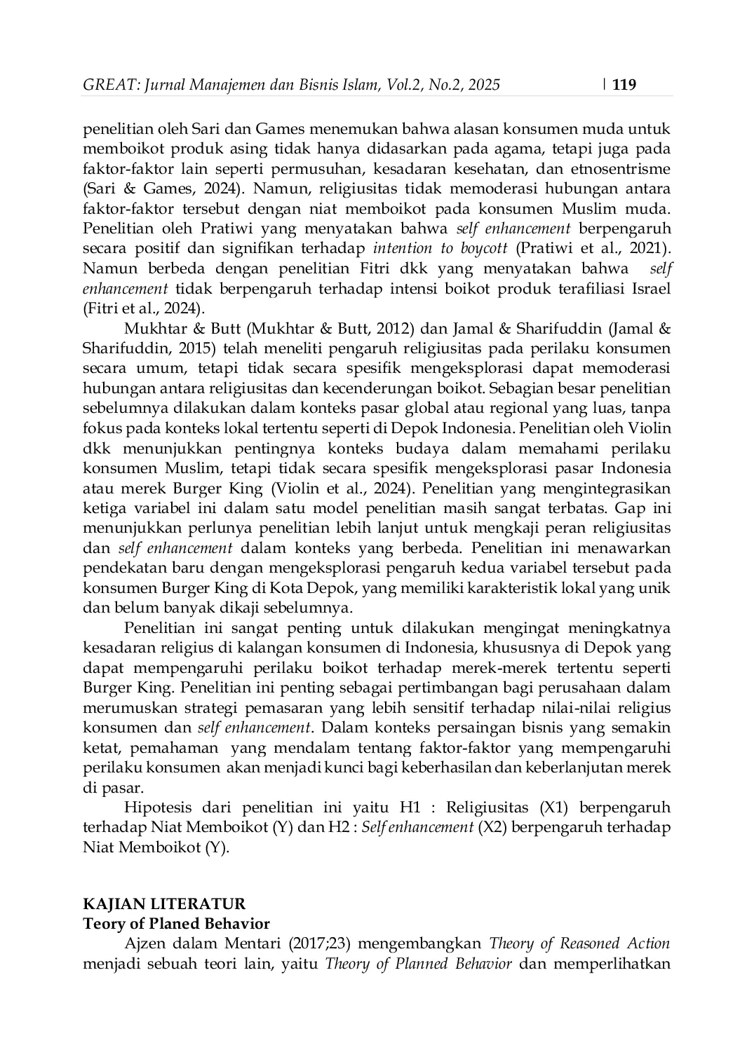 JURIS Pengaruh Religiusitas dan Self Enhancement Terhadap Niat Memboikot pada Makanan Cepat Saji Studi Kasus Konsumen Kota Depok