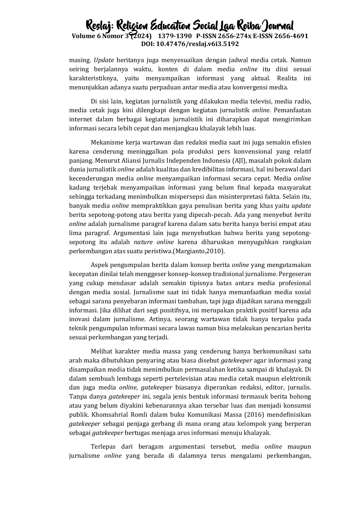 JURIS Rutinitas Kerja Jurnalis Media Online Dalam Pikiran Rakyat Media Network