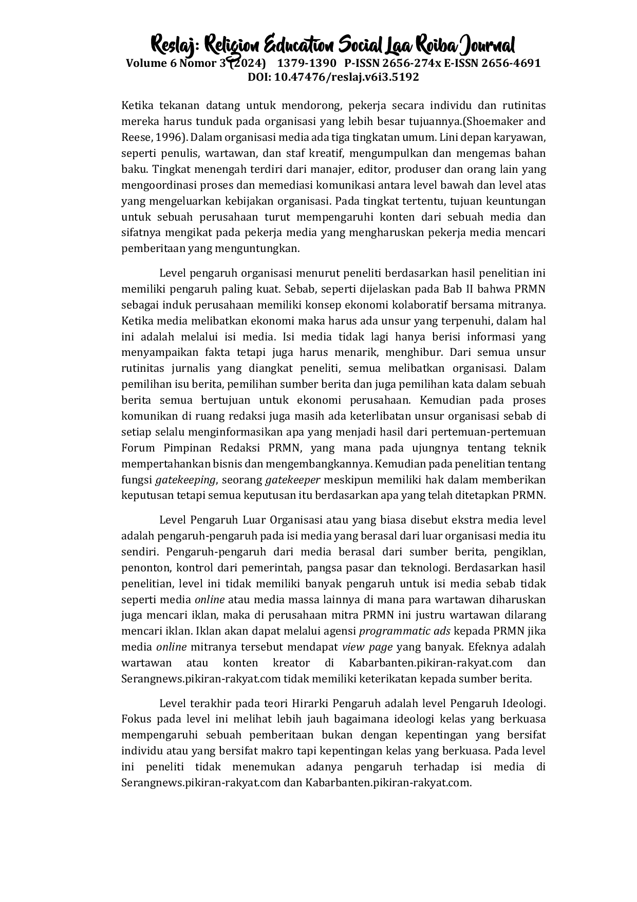 JURIS Rutinitas Kerja Jurnalis Media Online Dalam Pikiran Rakyat Media Network