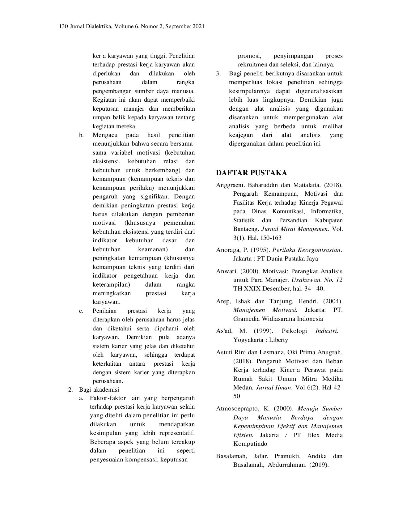 JURIS Motivasi dan Kemampuan Kerja Karyawan Rumah Sakit Implikasinya pada Prestasi Kerja