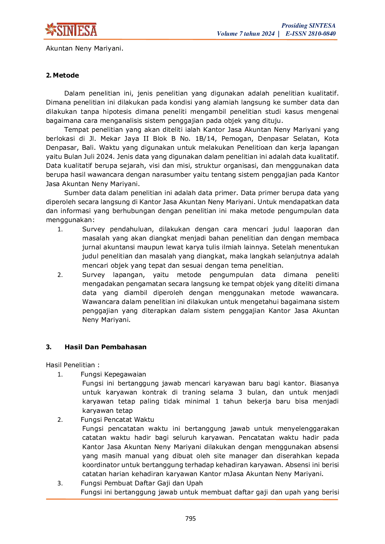 JURIS Analisis Sistem Penggajian pada Kantor Jasa Akuntan Neny Mariyani