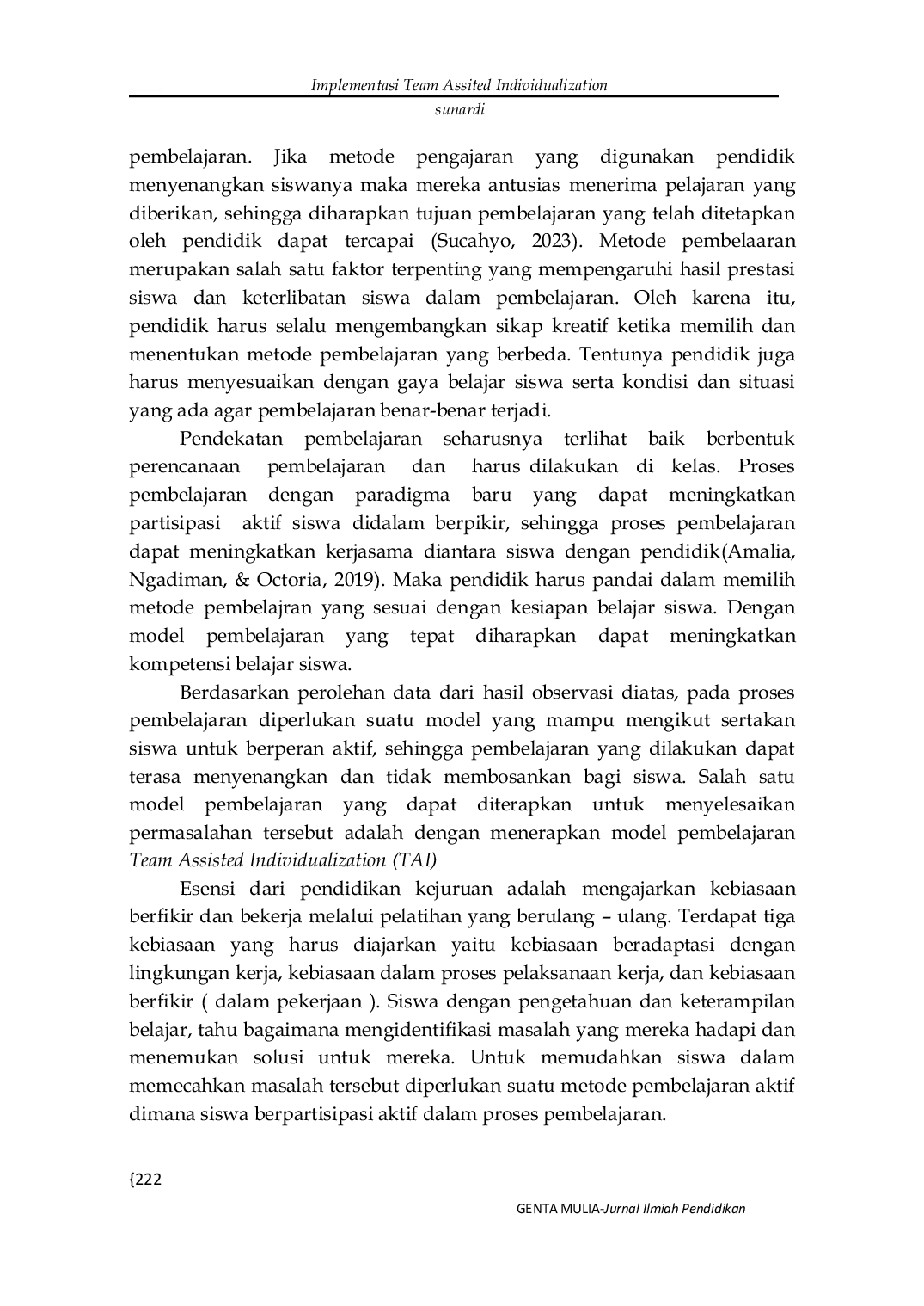 JURIS Implementasi Strategi Team Assisted Individualization Untuk Meningkatkan Partisipasi Siswa Dalam Pembelajaran